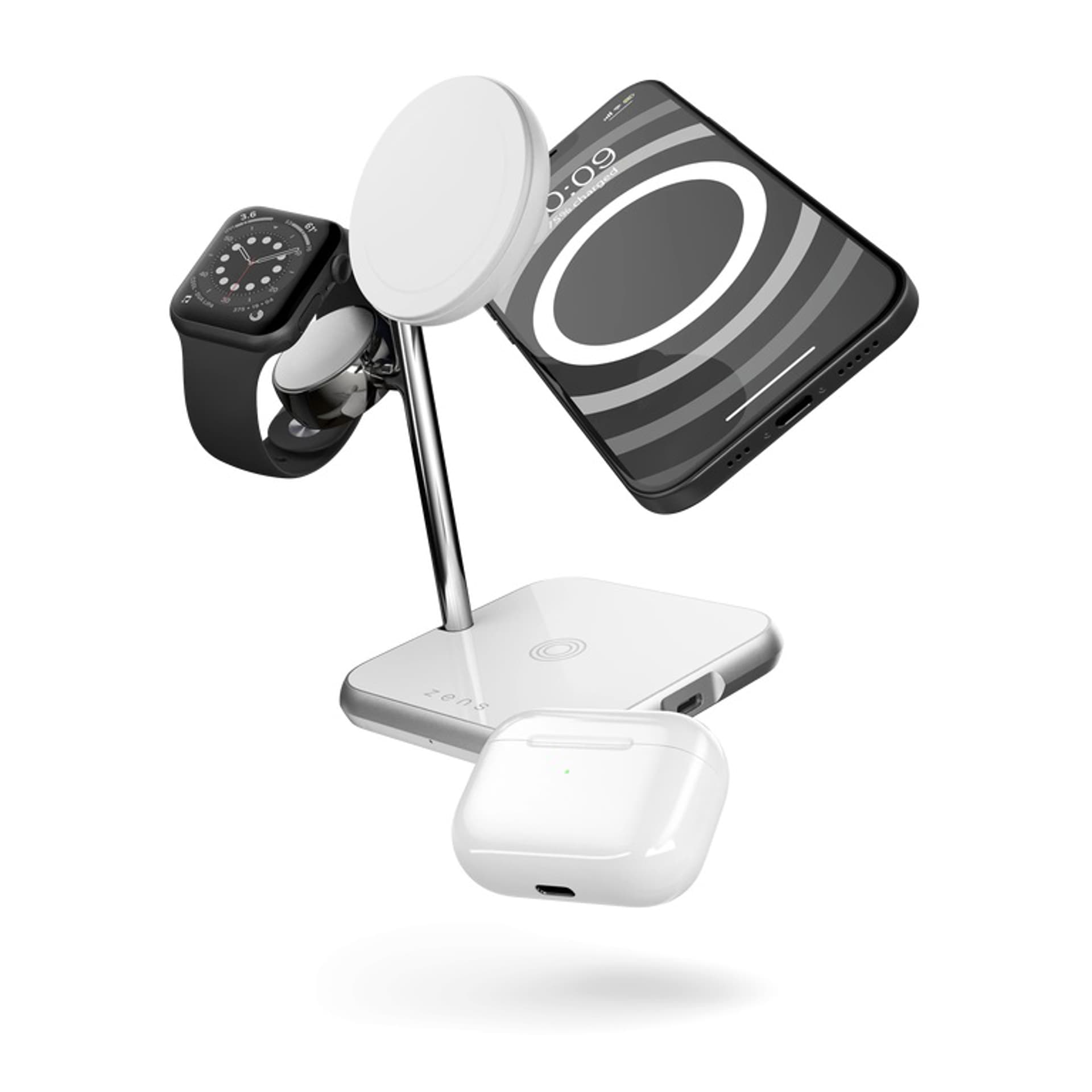 

ZENS Aluminium 4w1 MagSafe - bezprzewodowa stacja ładująca MagSafe oraz Apple Watch - (MagSafe 15W, 5W Apple Watch, 18W USB-C PD, 5W QI) (white)