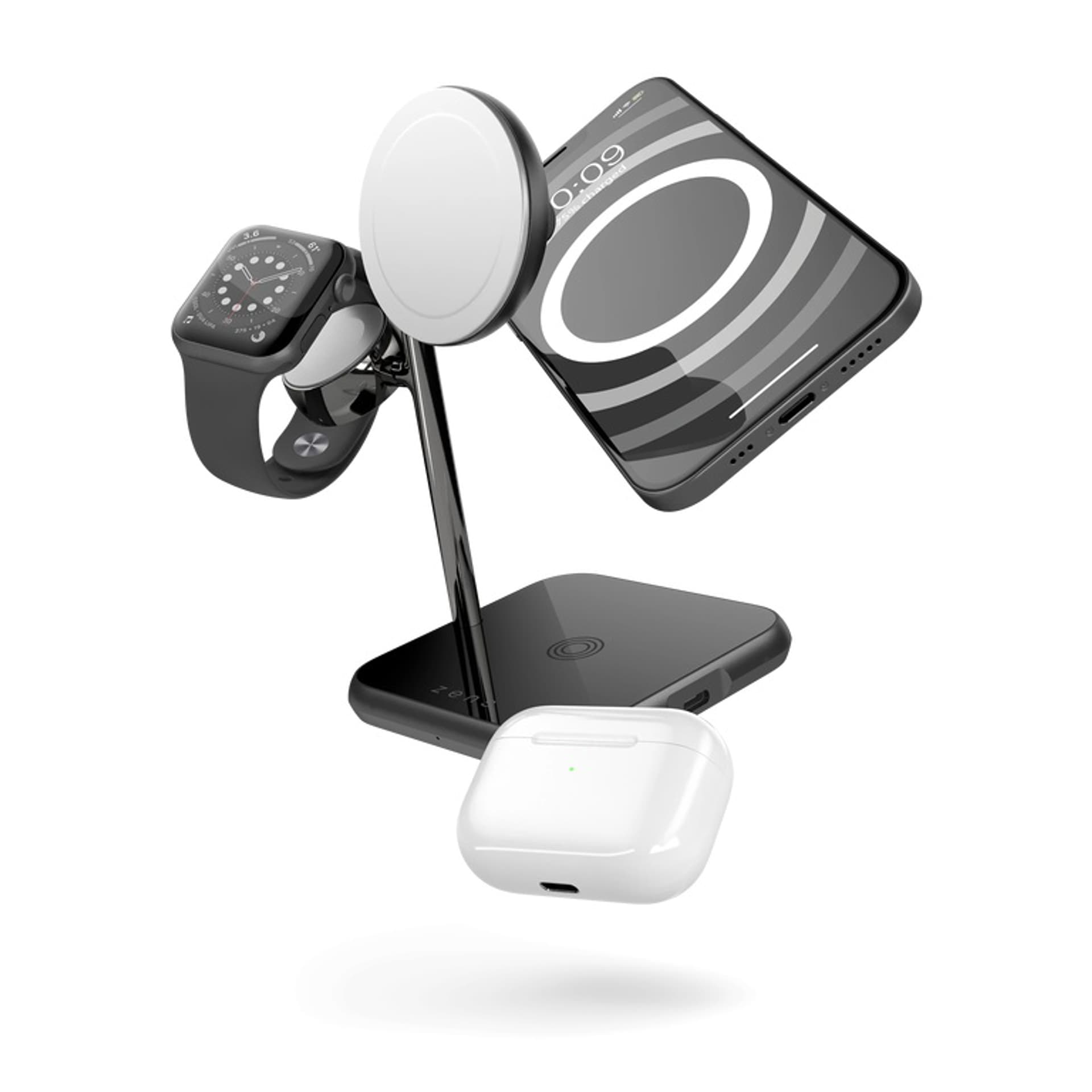 

ZENS Aluminium 4w1 MagSafe - bezprzewodowa stacja ładująca MagSafe oraz Apple Watch - (MagSafe 15W, 5W Apple Watch, 18W USB-C PD, 5W QI) (black)