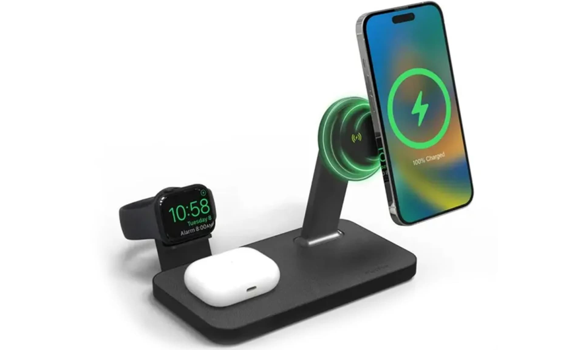 

Mophie Snap+ 3w1 wireless charging stand - stojąca ładowarka bezprzewodowa do trzech urządzeń kompatybilna z MagSafe 15W (black)