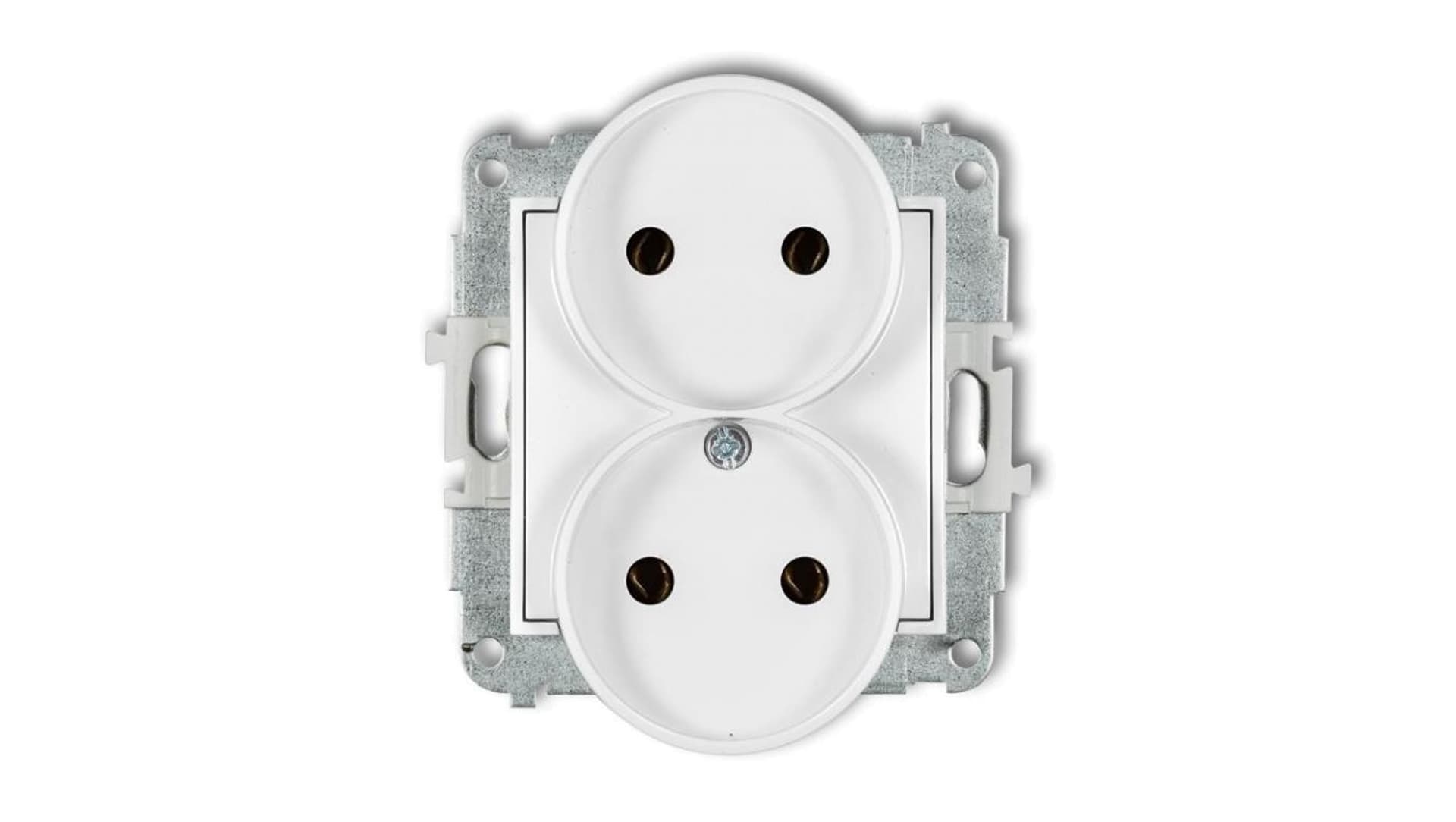 

MINI Mechanizm gniazda podwójnego do ramki bez uziemienia 2x2P (bez przesłon torów prądowych) biały mat 25MGPR-2