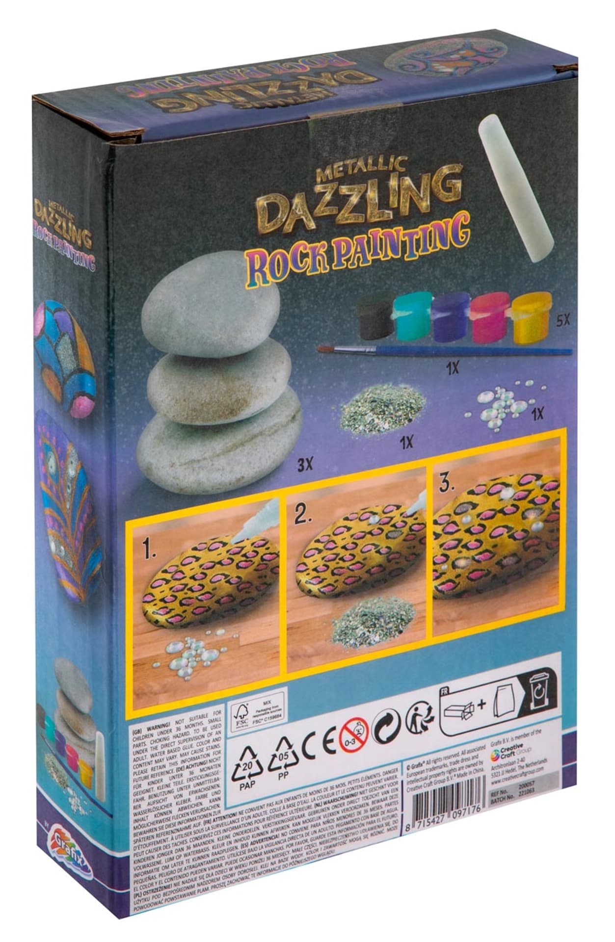 

Metallic Dazzling Rock Painting - 3 kamienie, 5 fa