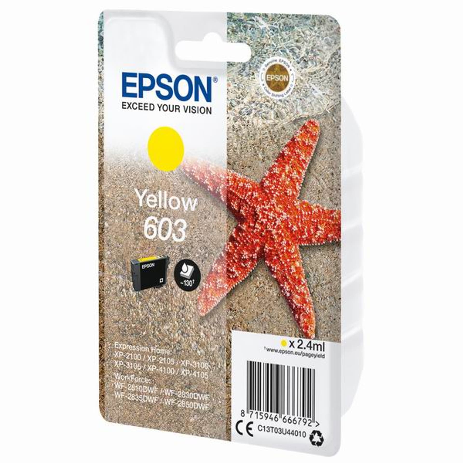 

Epson oryginalny ink / tusz C13T03U44020, yellow, blistr z ochroną, 2.4ml, Epson Expression Home XP-2100, 2105, 3100, 3105 WF-2310