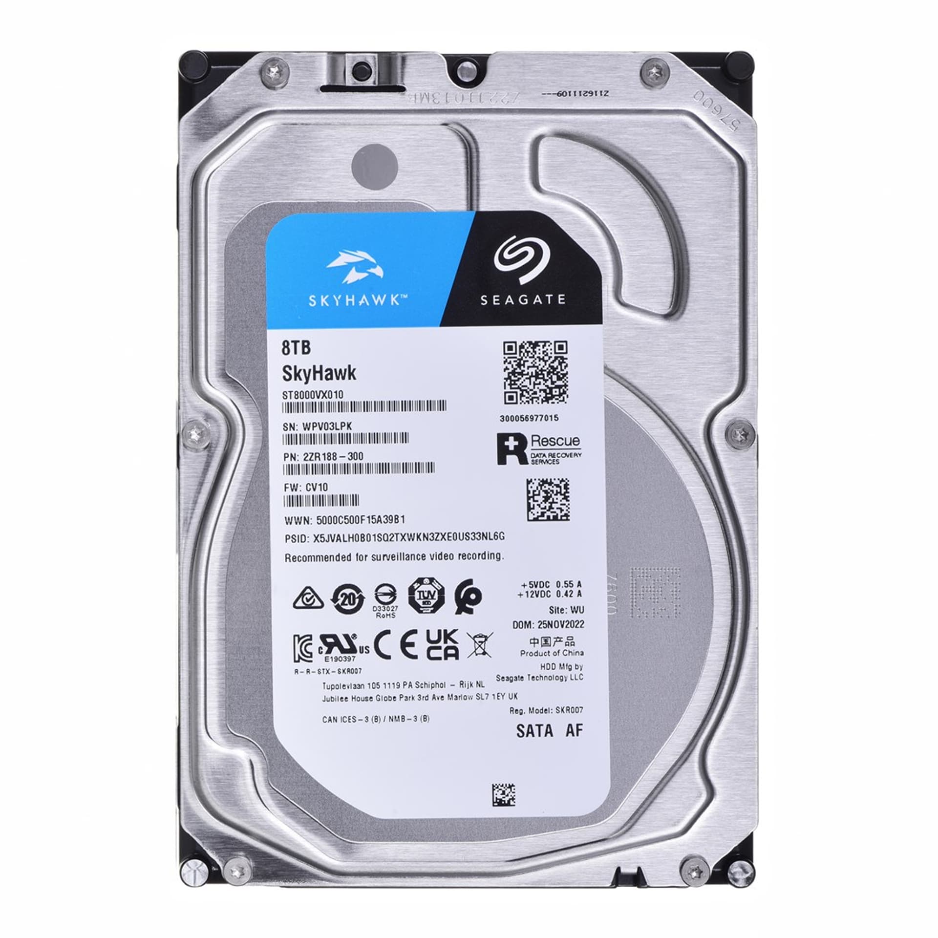 

Dysk twardy HDD Seagate SkyHawk 8TB 3,5" SATA ST8000VX010