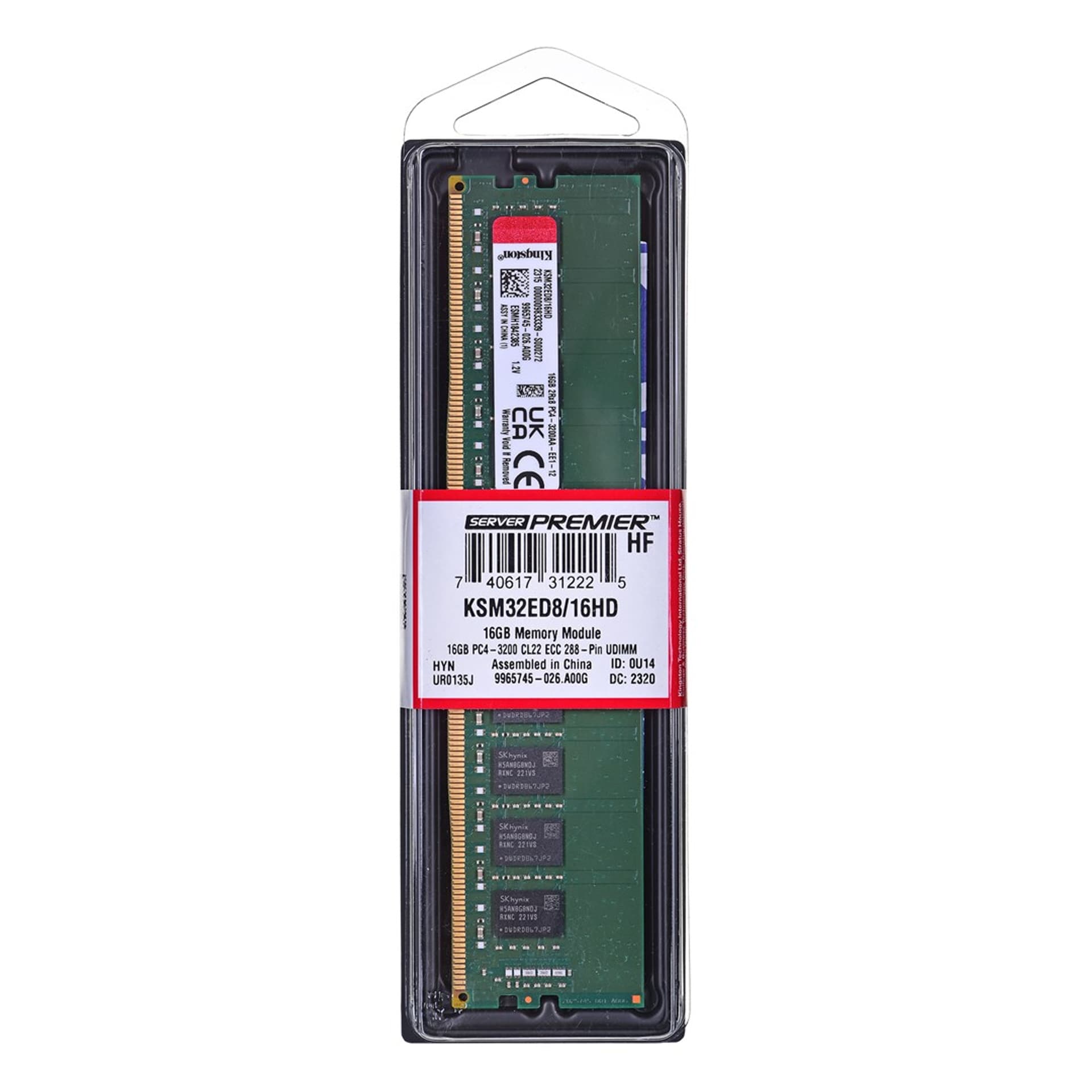 

Kingston UDIMM ECC 16GB DDR4 2Rx8 Hynix D 3200MHz PC4-25600 KSM32ED8/16HD