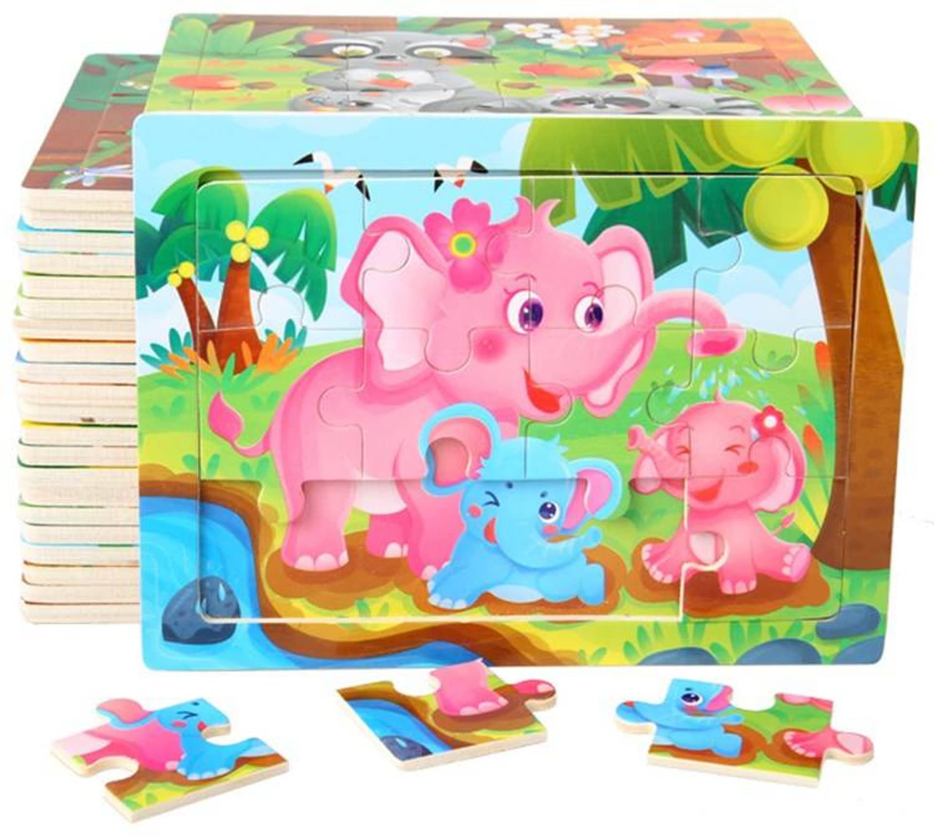 

PUZZLE DREWNIANE 12 ELEMENTÓW MIX