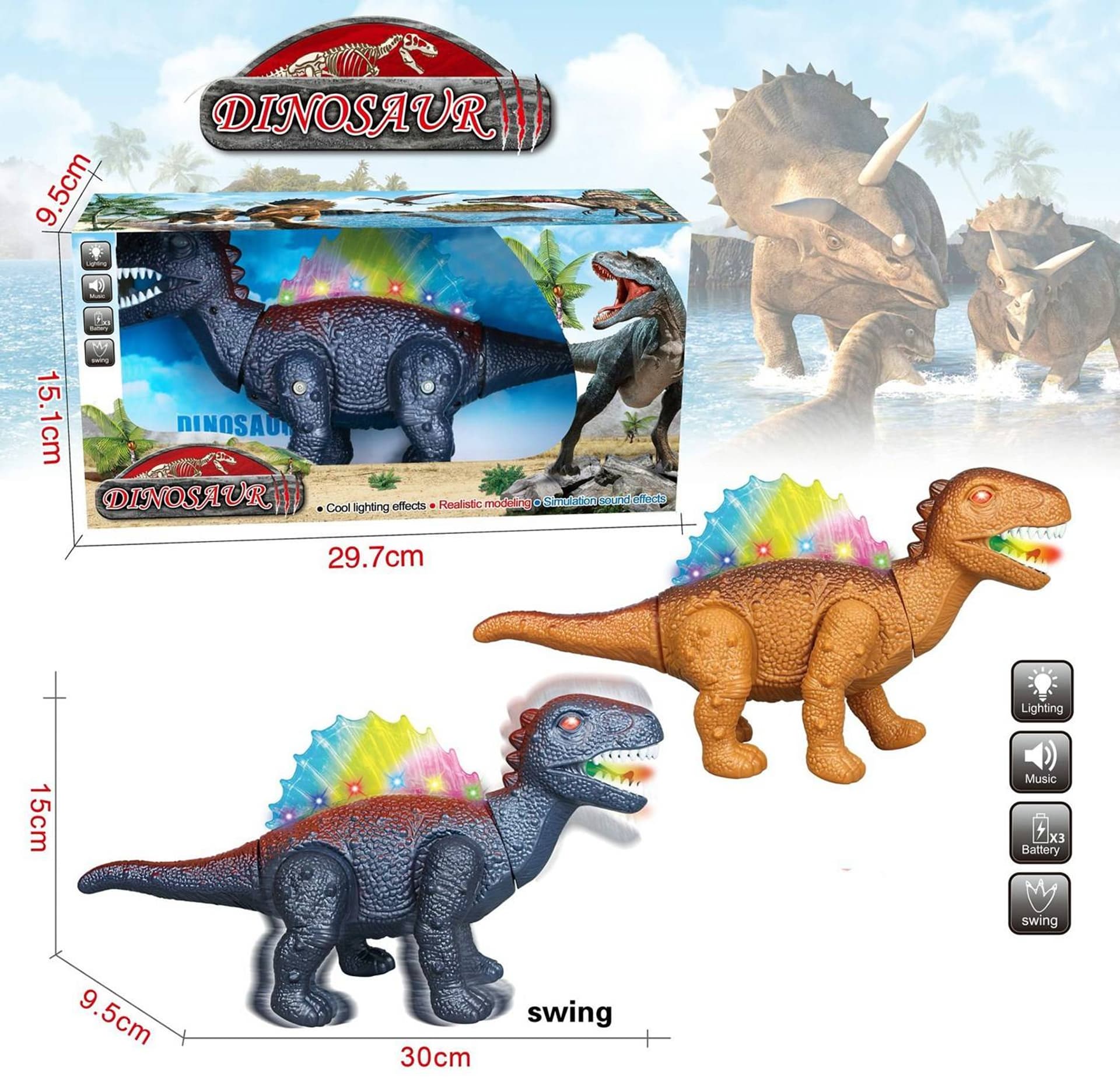 

DINOZAUR NA BATERIE ŚWIATŁO DŹWIĘK