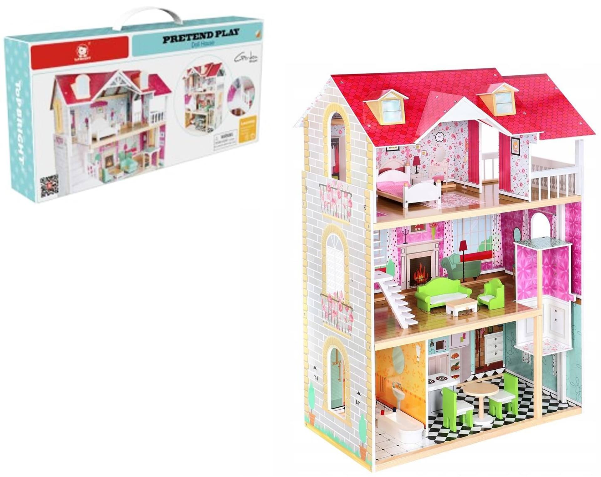 

DREWNIANY DOMEK DLA LALEK 79x66x28CM