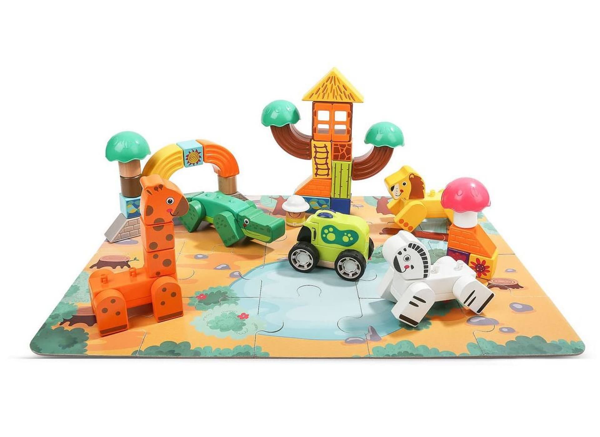 

KLOCKI I PUZZLE DREWNIANE SAFARI 82 ELEM