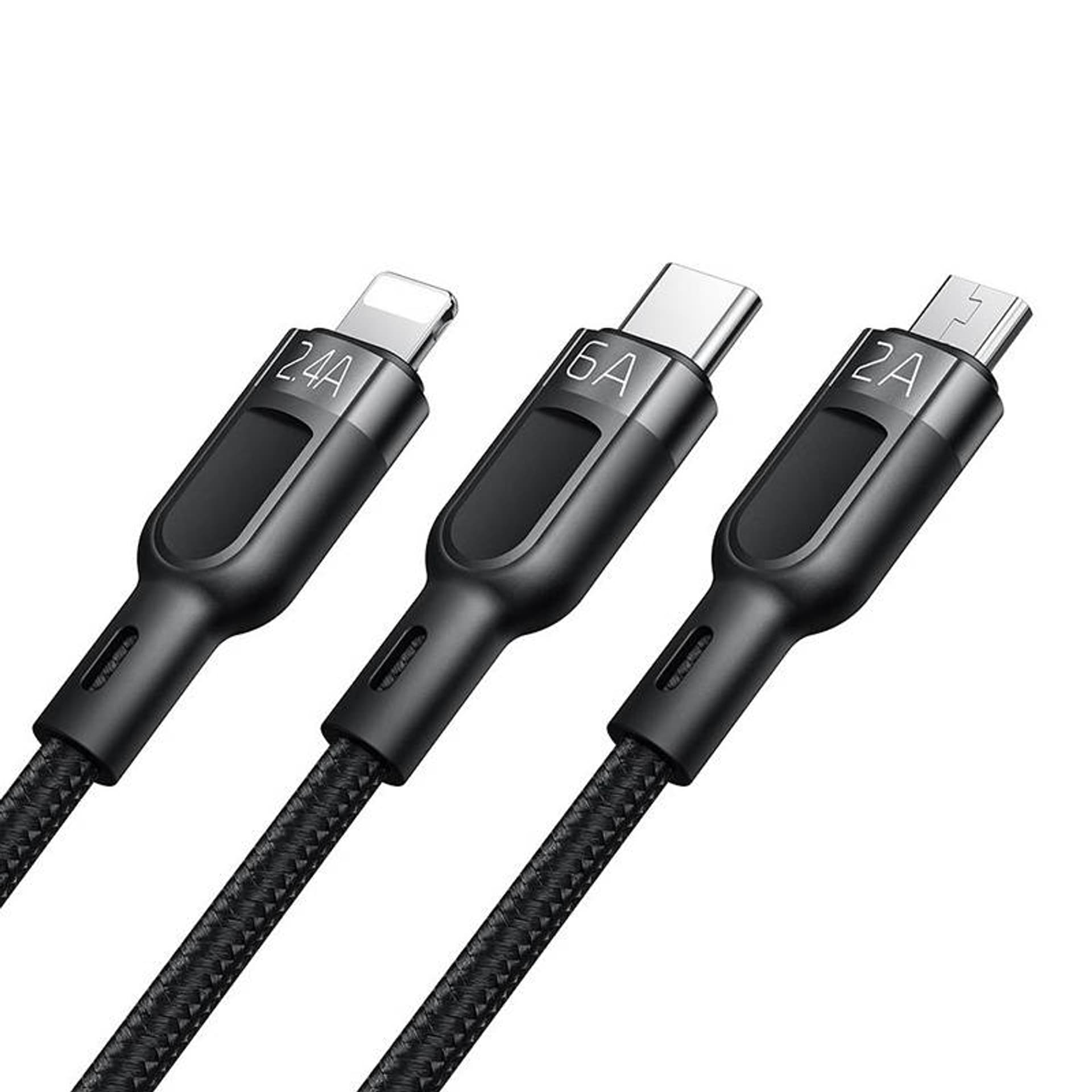 

Kabel 3w1 USB do USB-C / Lightning / Micro USB, Mcdodo CA-0930, 6A, 1.2m (czarny)