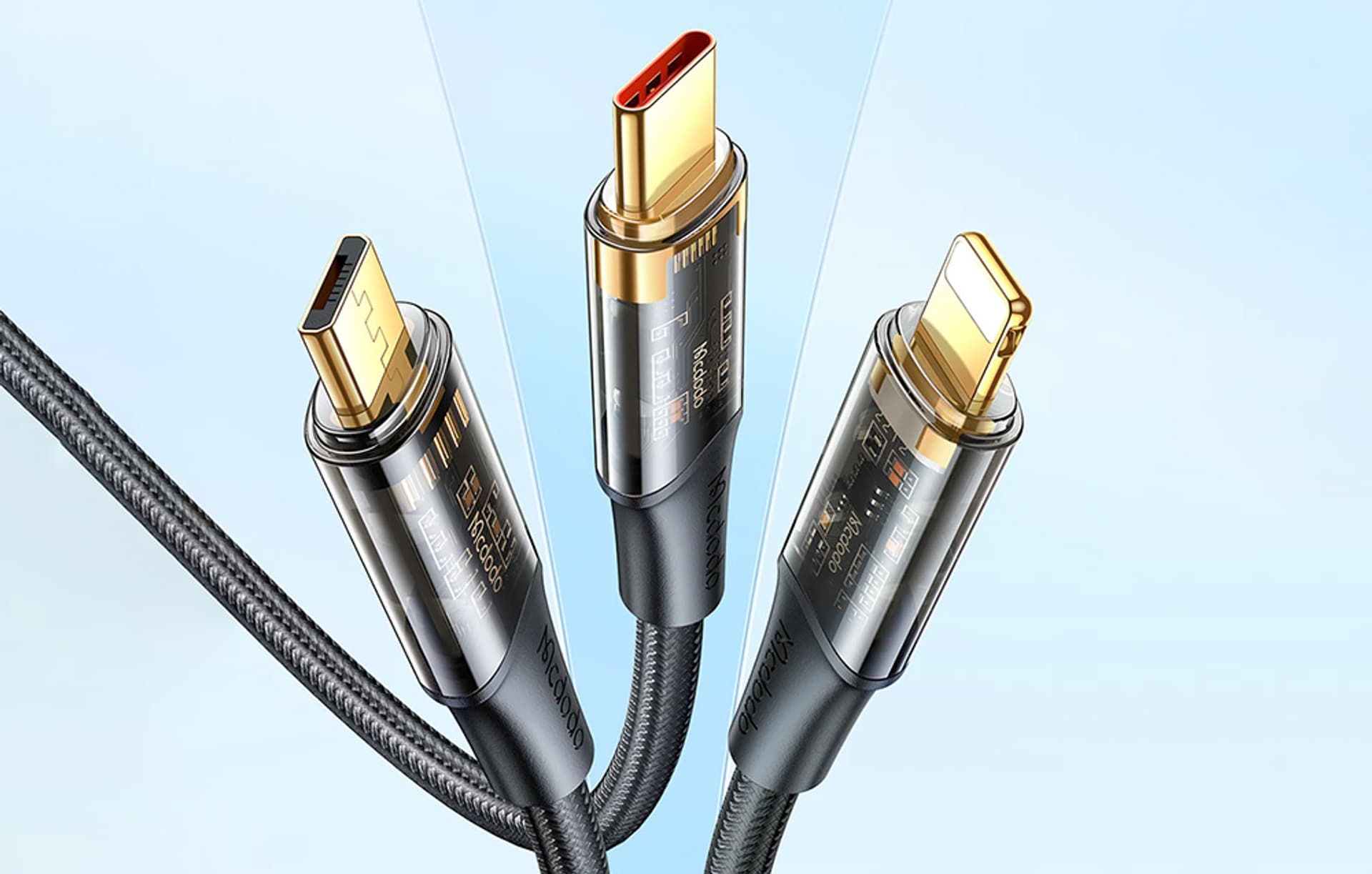 

Kabel 3w1 USB do USB-C / Lightning / Micro USB, Mcdodo CA-3330, 1.2m (czarny)