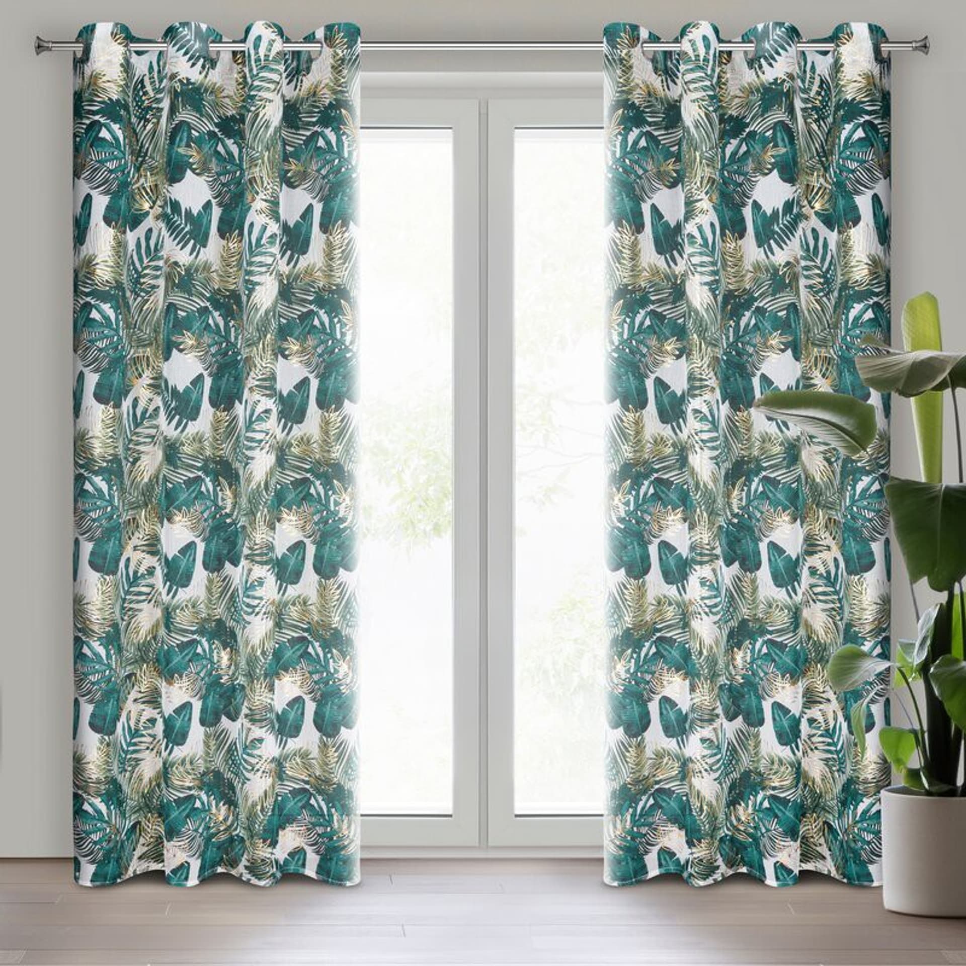 

Firana DAVOS 140x250 biało zielona