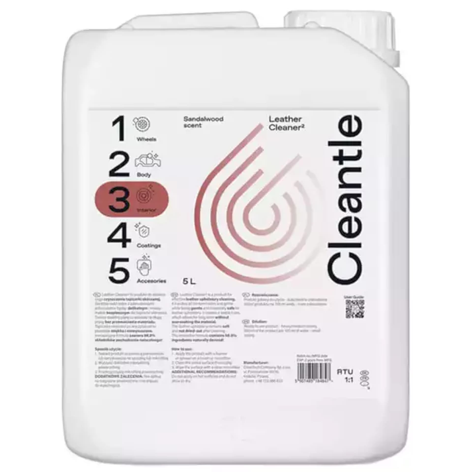 

Cleantle Leather Cleaner 5L - Preparat do czyszczenia tapicerki skórzanej