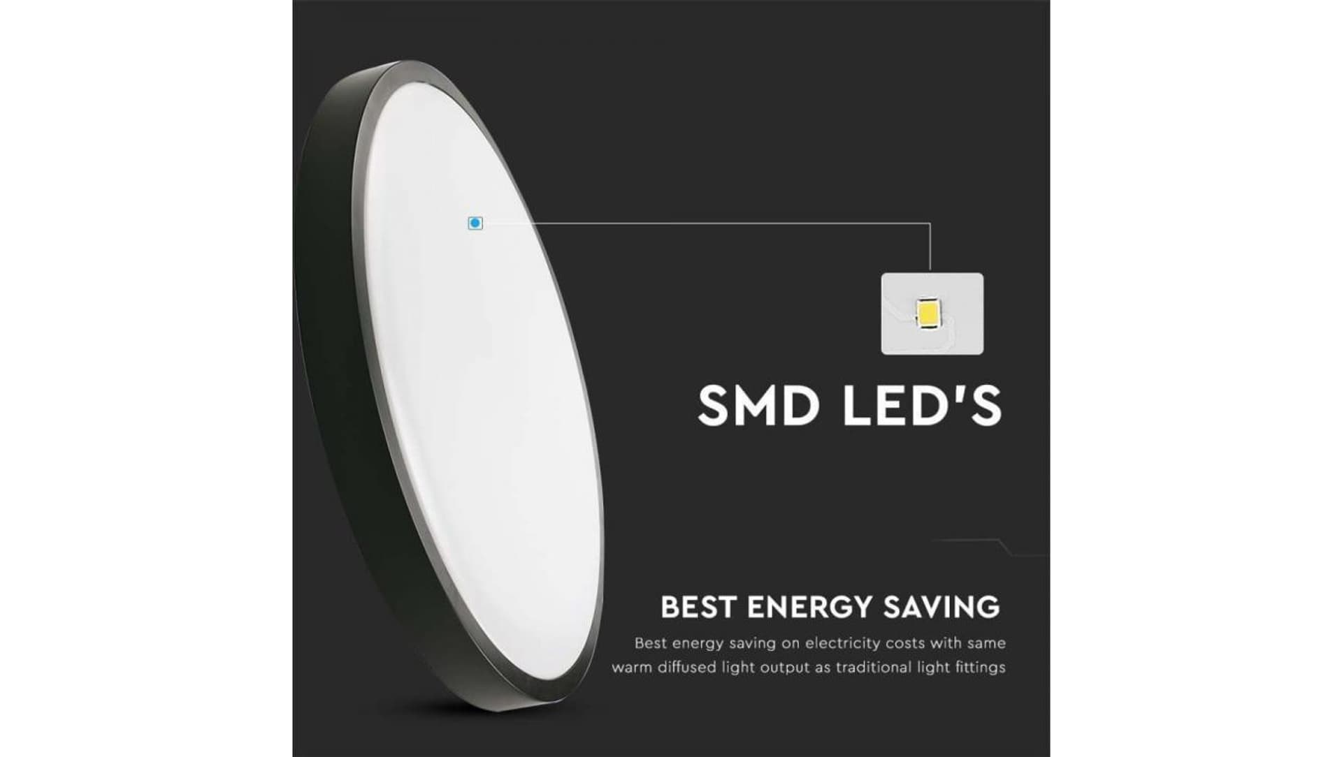 

Plafoniera LED 24W 2400lm 4000K IP44 Okrągła fi295 Mleczny Czarna Ramka z mikrofalowym czujnikiem ruchu 7670