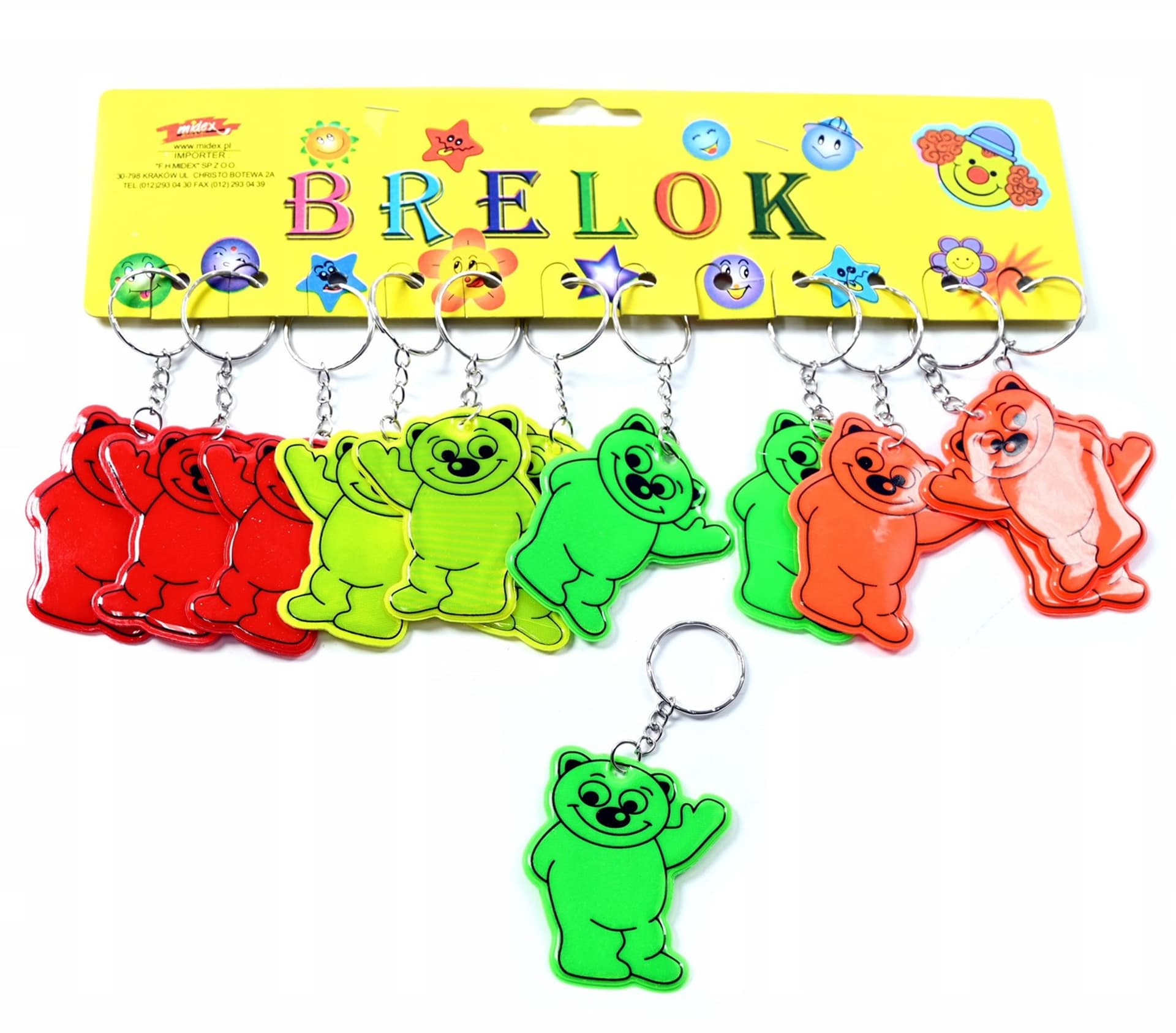 

BRELOK ODBLASKOWY MIŚ 12 SZTUK