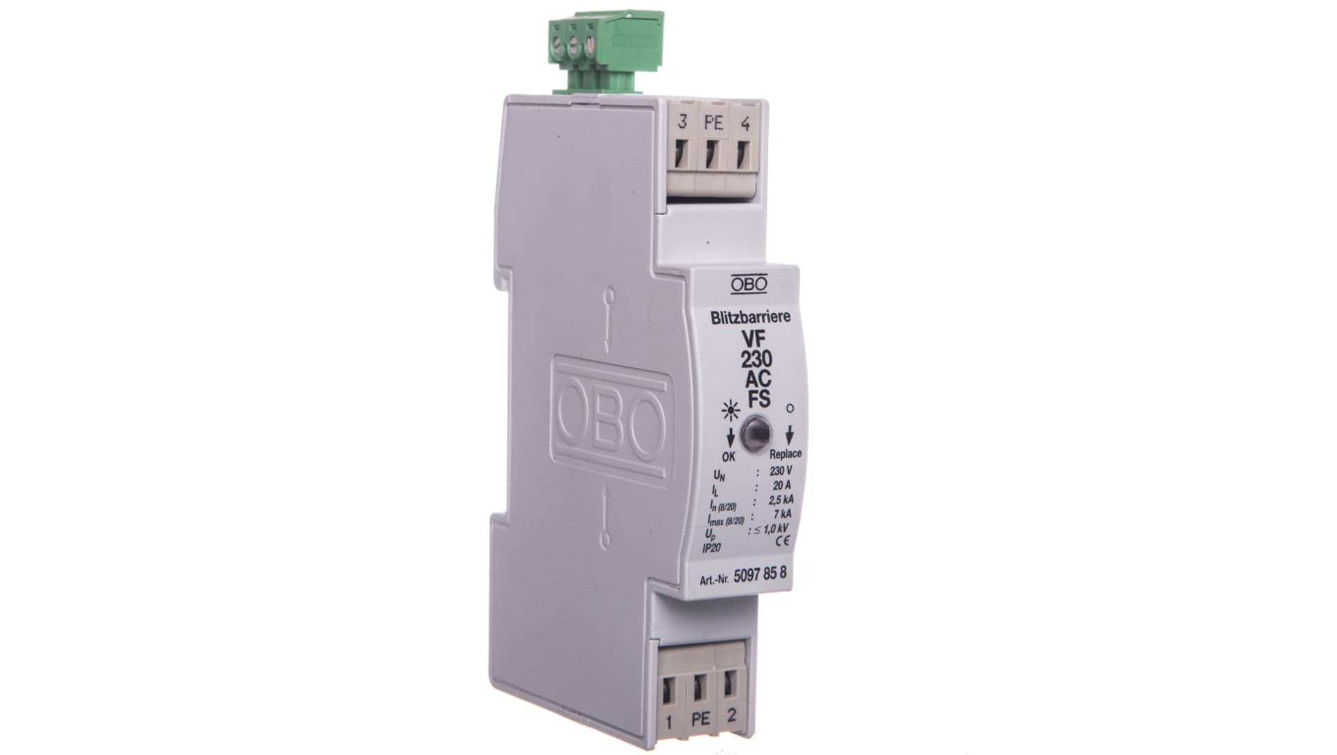 

Ogranicznik przepięć dla systemów dwużyłowych 255VAC 2,5kA 1,4kV VF230 AC-FS 5097858