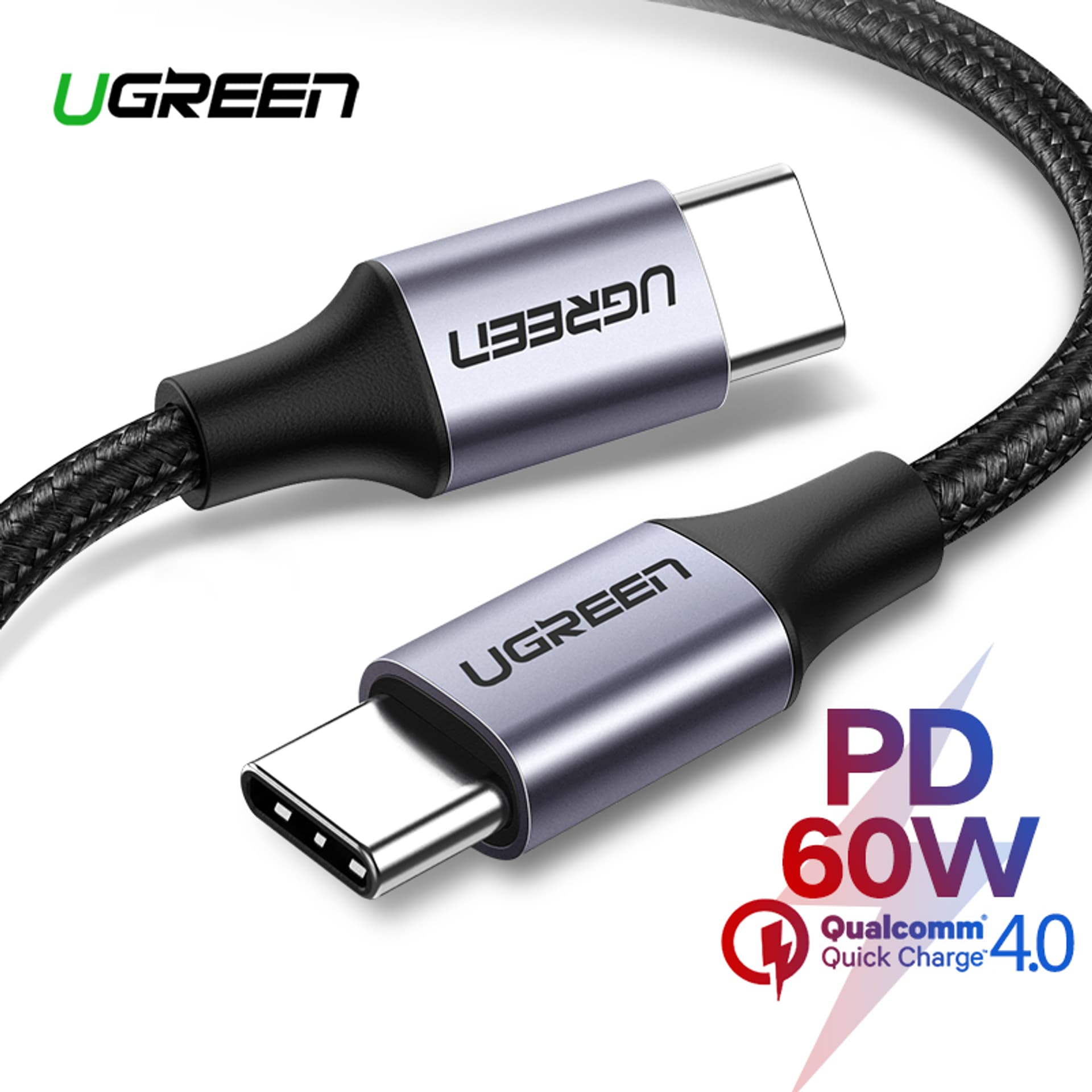 

Kabel USB-C do USB-C UGREEN US261 QC 3.0 PD 3A 60W 1m (czarny)