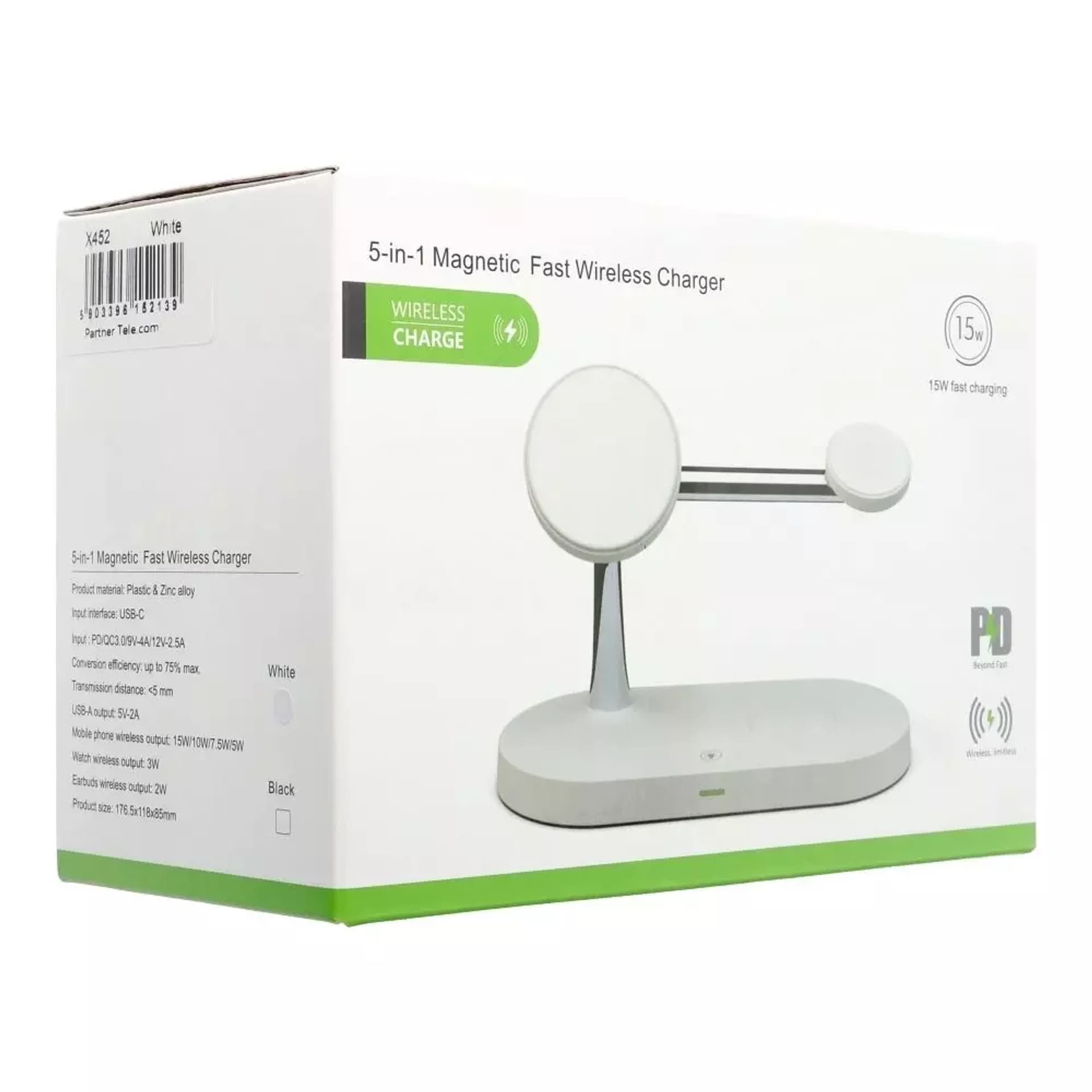 

Ładowarka indukcyjna Qi 5w1 15W X452 do MagSafe do iPhone/ AirPods/ iWatch