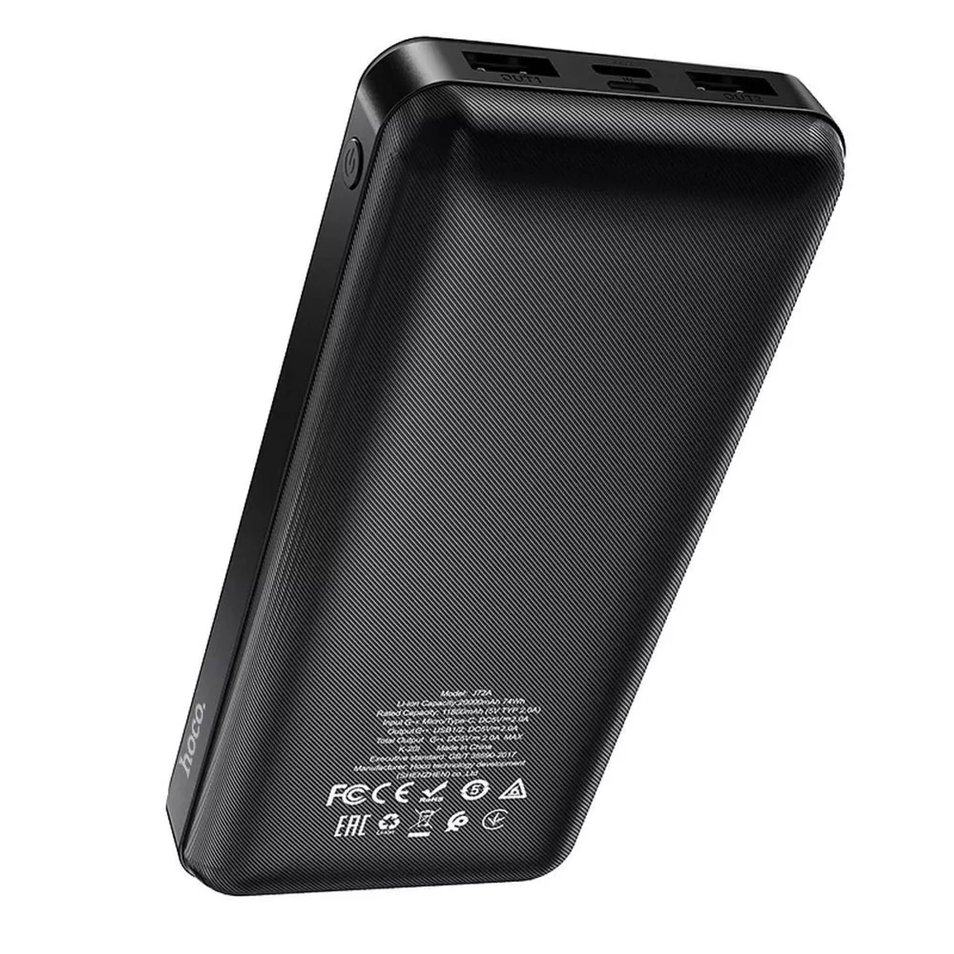 

Powerbank Bateria zewnętrzna HOCO 20 000mAh 2A 2xUSB + Typ C J72A czarny