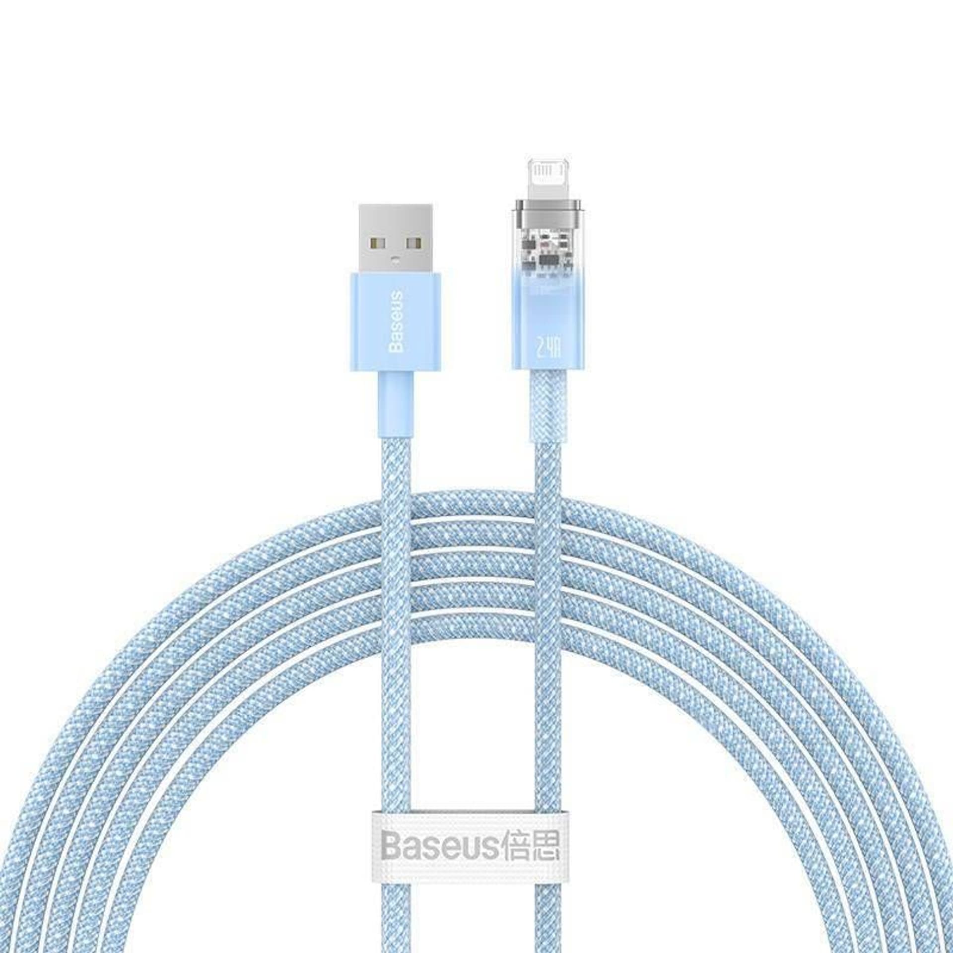 

Kabel szybko ładujący Baseus USB-A do Lightning Explorer Series 2m, 2.4A (niebieski)