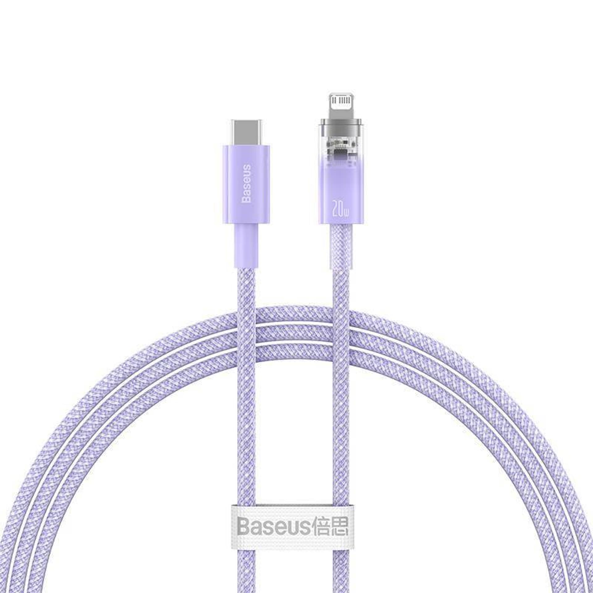

Kabel szybko ładujący Baseus USB-C do Lightning Explorer Series 1m, 20W (fioletowy)