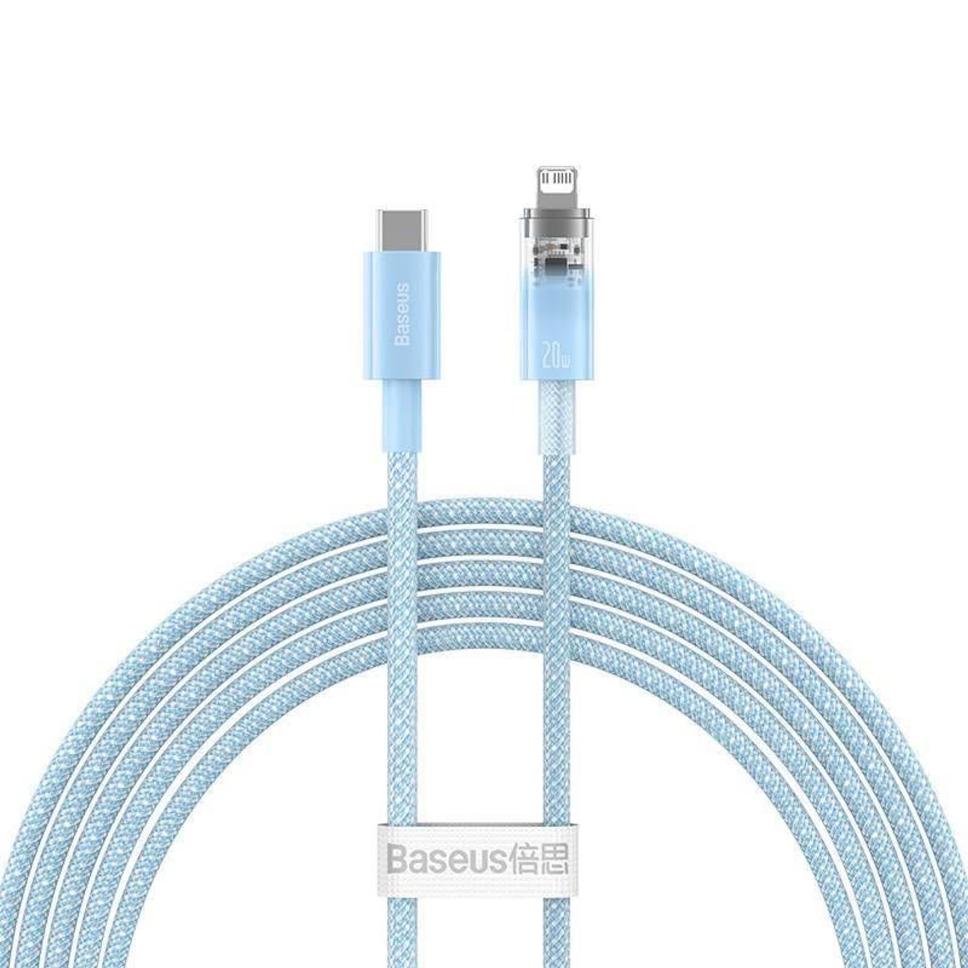 

Kabel szybko ładujący Baseus USB-C do Lightning Explorer Series 2m, 20W (niebieski)