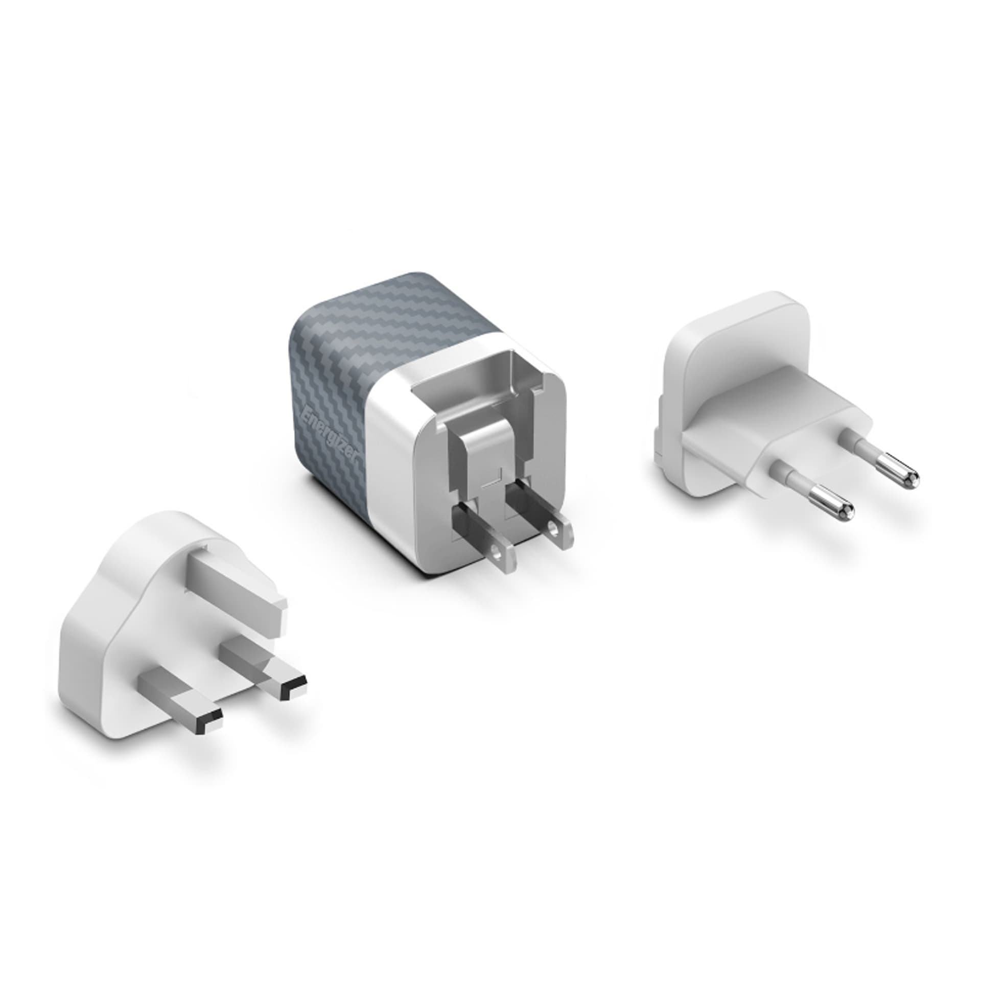 

Energizer Ultimate - Ładowarka sieciowa Multiplug EU / UK / US GaN USB-C & USB-A 38W PD + QC3.0 (Srebrny)