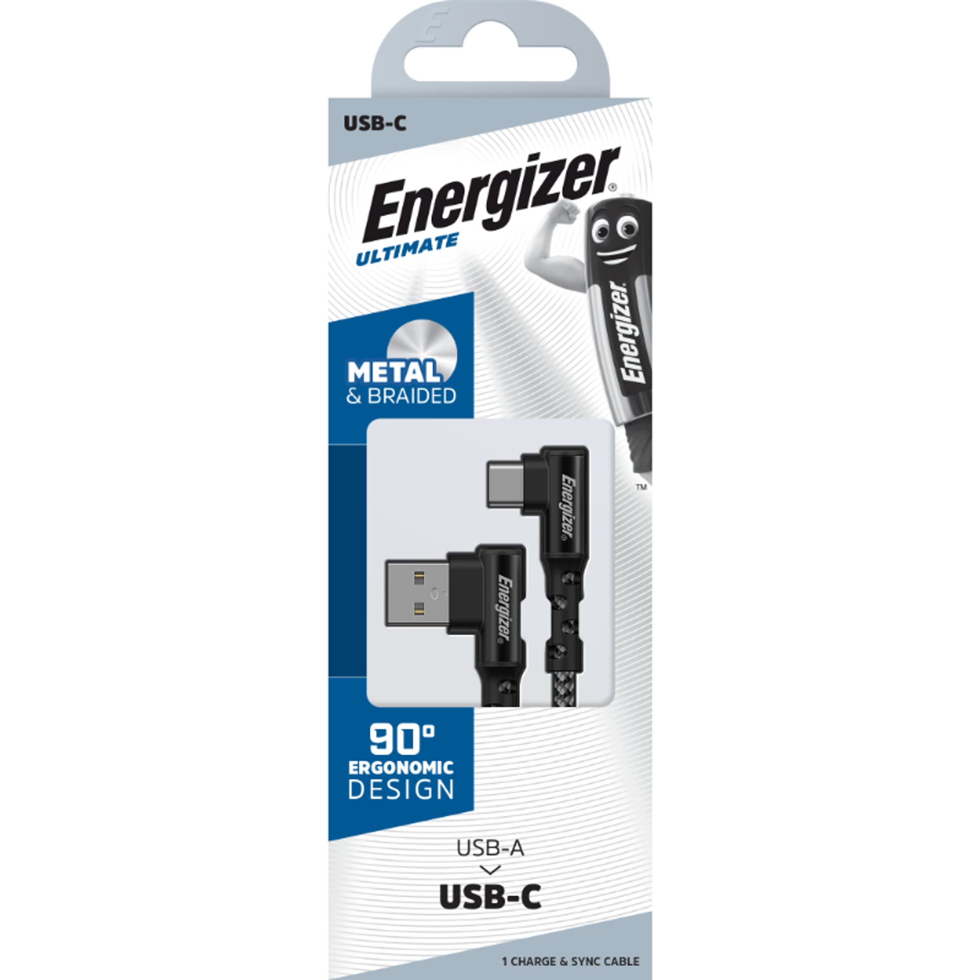 

Energizer Ultimate - Kabel gamingowy USB-A do USB-C 90° 2m (Czarny)