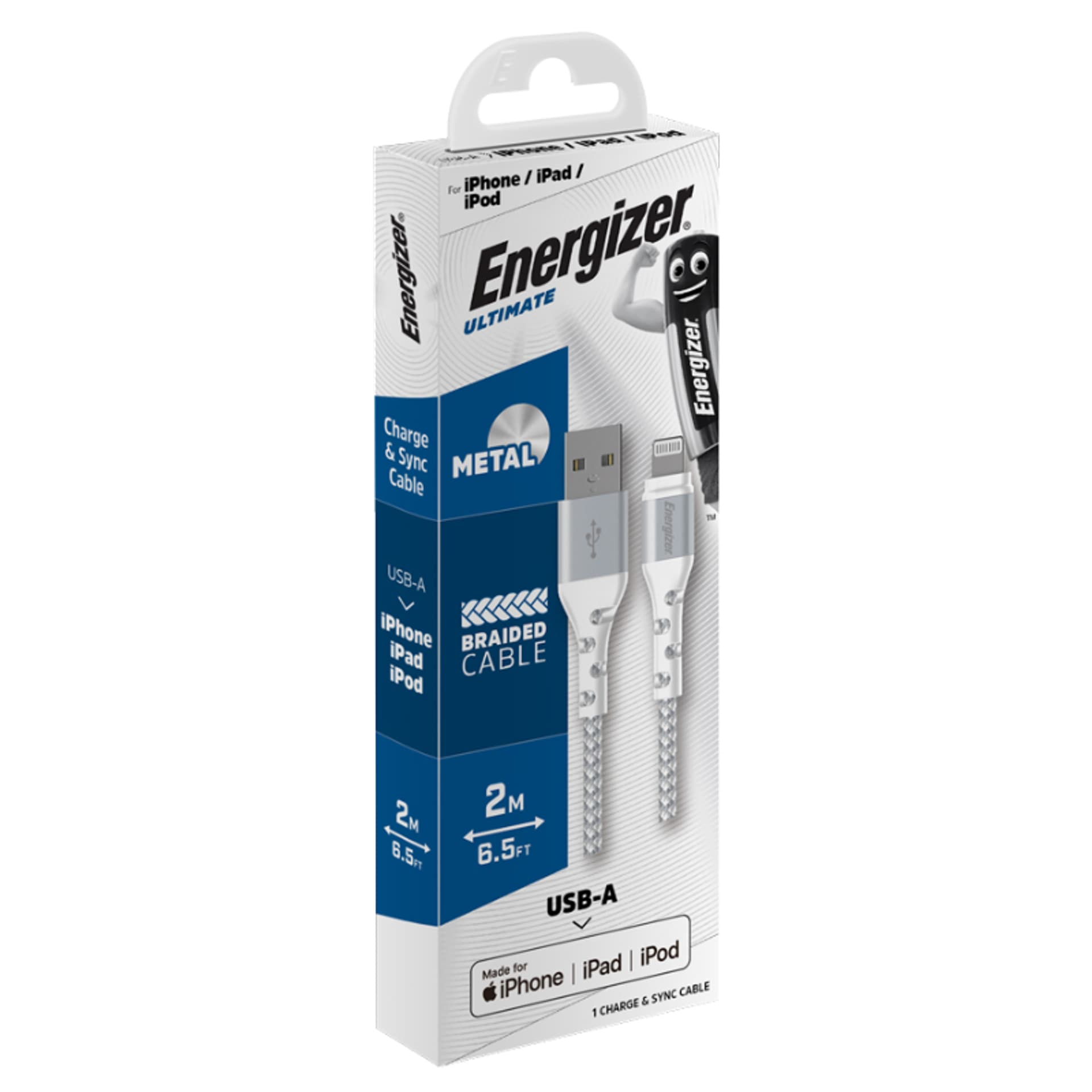 

Energizer Ultimate - Kabel połączeniowy USB-A do Lightning certyfikat MFi 2m (Biały)