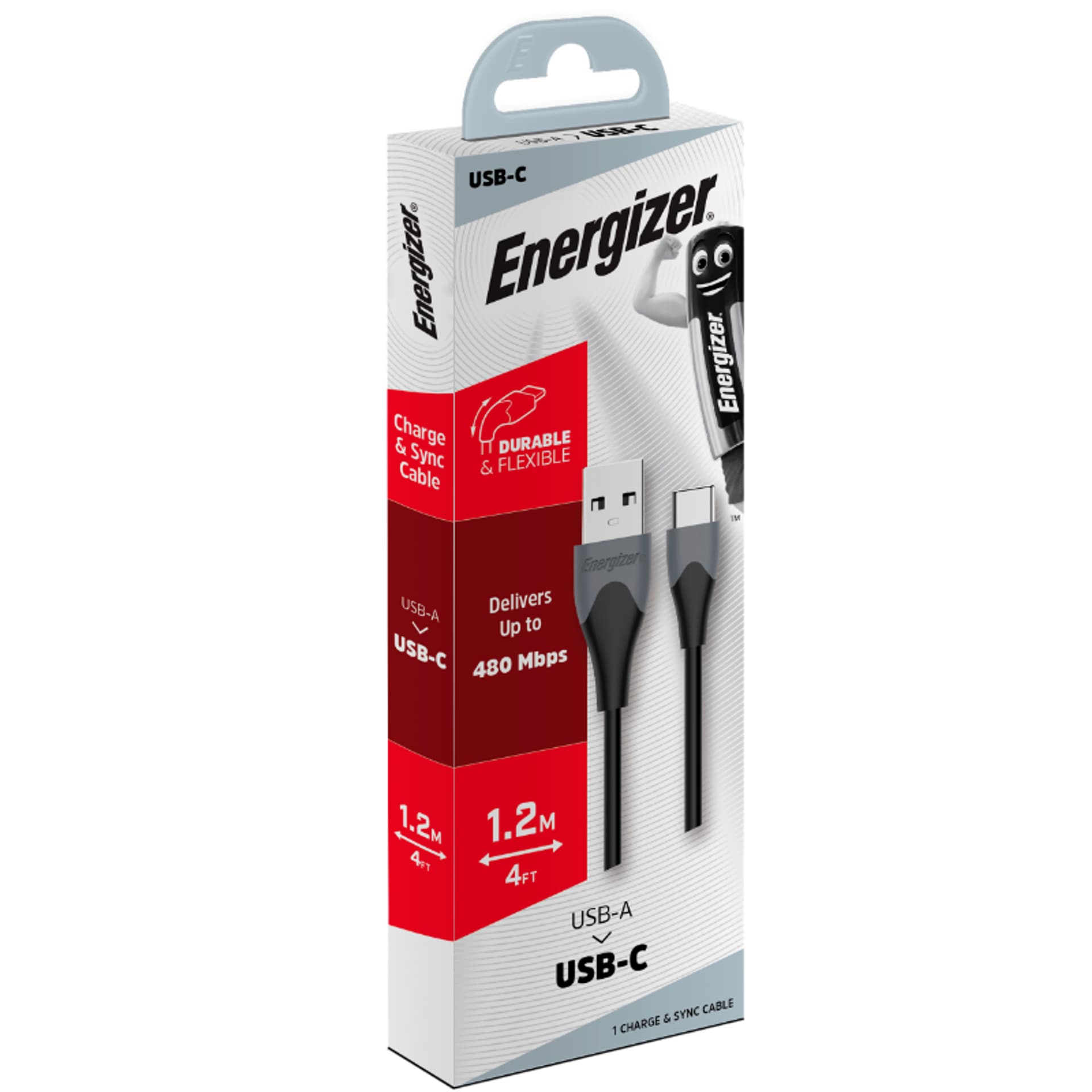 

Energizer Classic - Kabel połączeniowy USB-A do USB-C 1.2m (Czarny)
