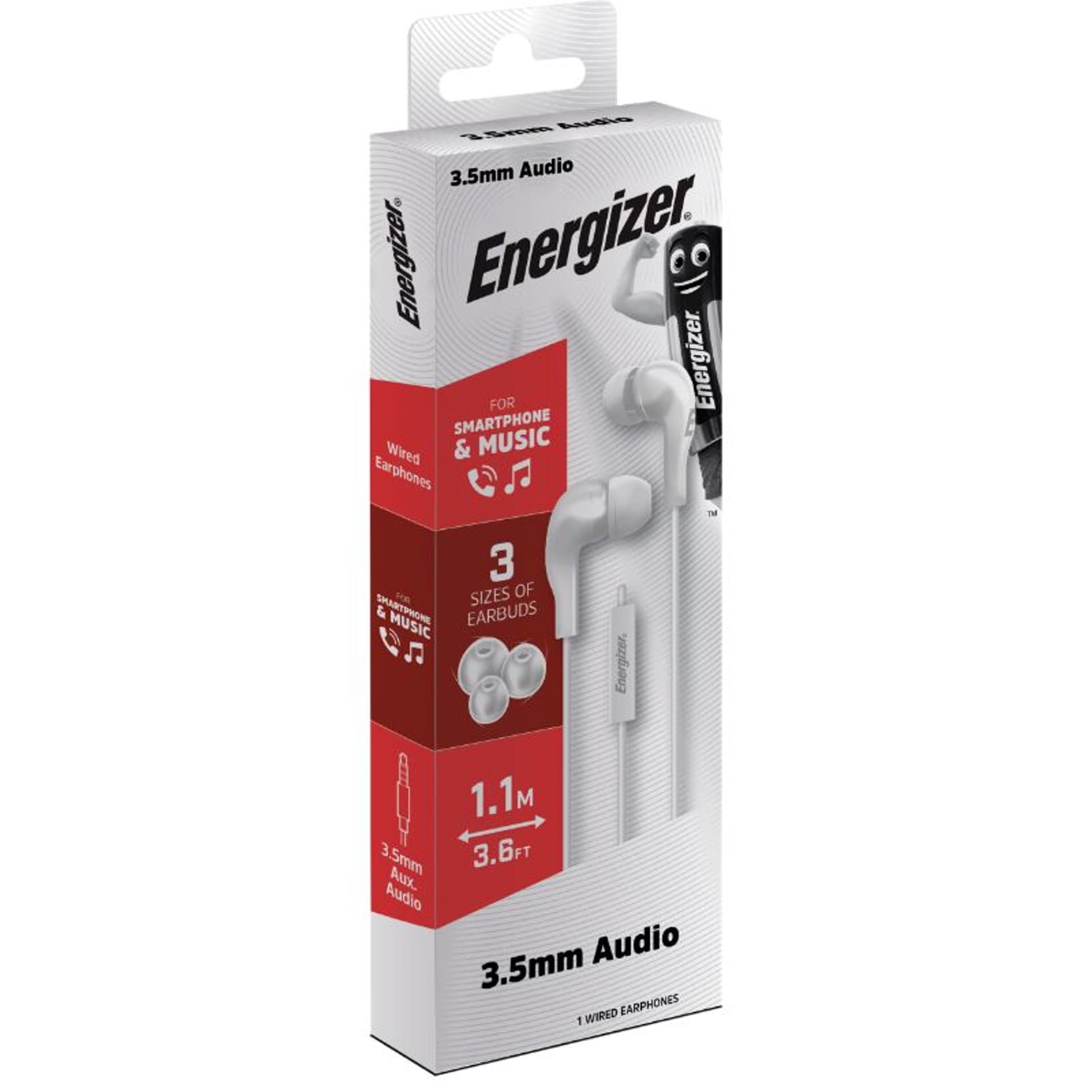 

Energizer Classic CIA5 - Słuchawki przewodowe jack 3,5 mm (Biały)