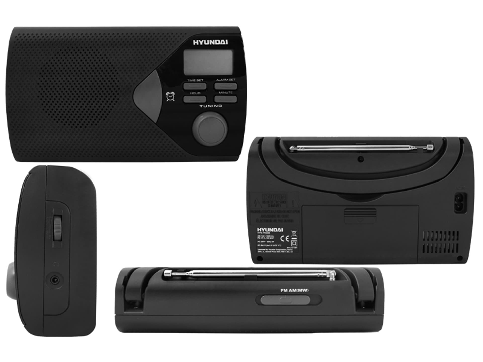 

1 szt. Radio przenośne HYUNDAI PR200B wyświetlacz LCD, zegar, budzik, AUX czarne.
