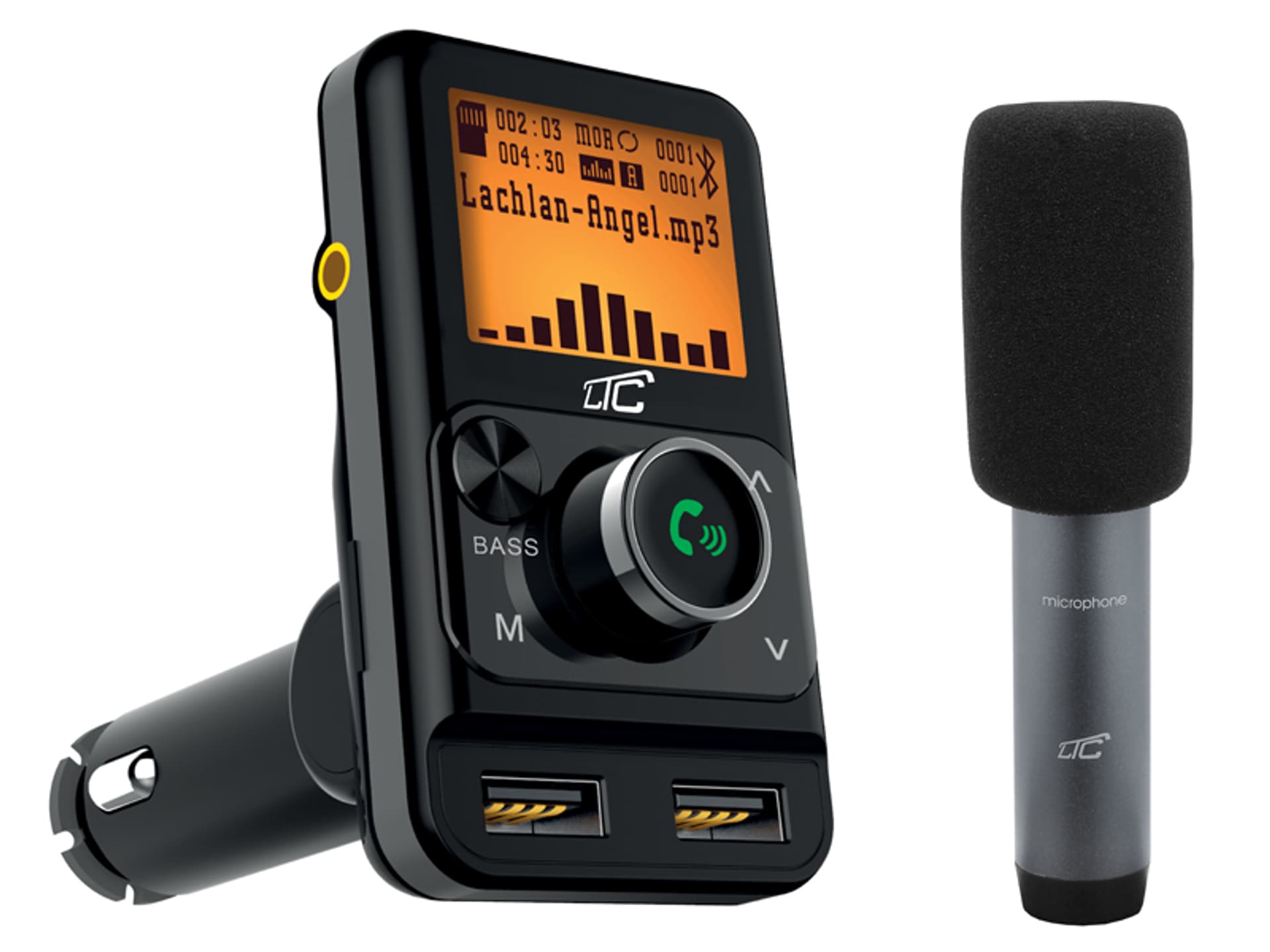 

1 szt. PS Transmiter FM LTC Bluetooth BT, z mikrofonem Karaoke 2xUSB 1+2,4A TR225.