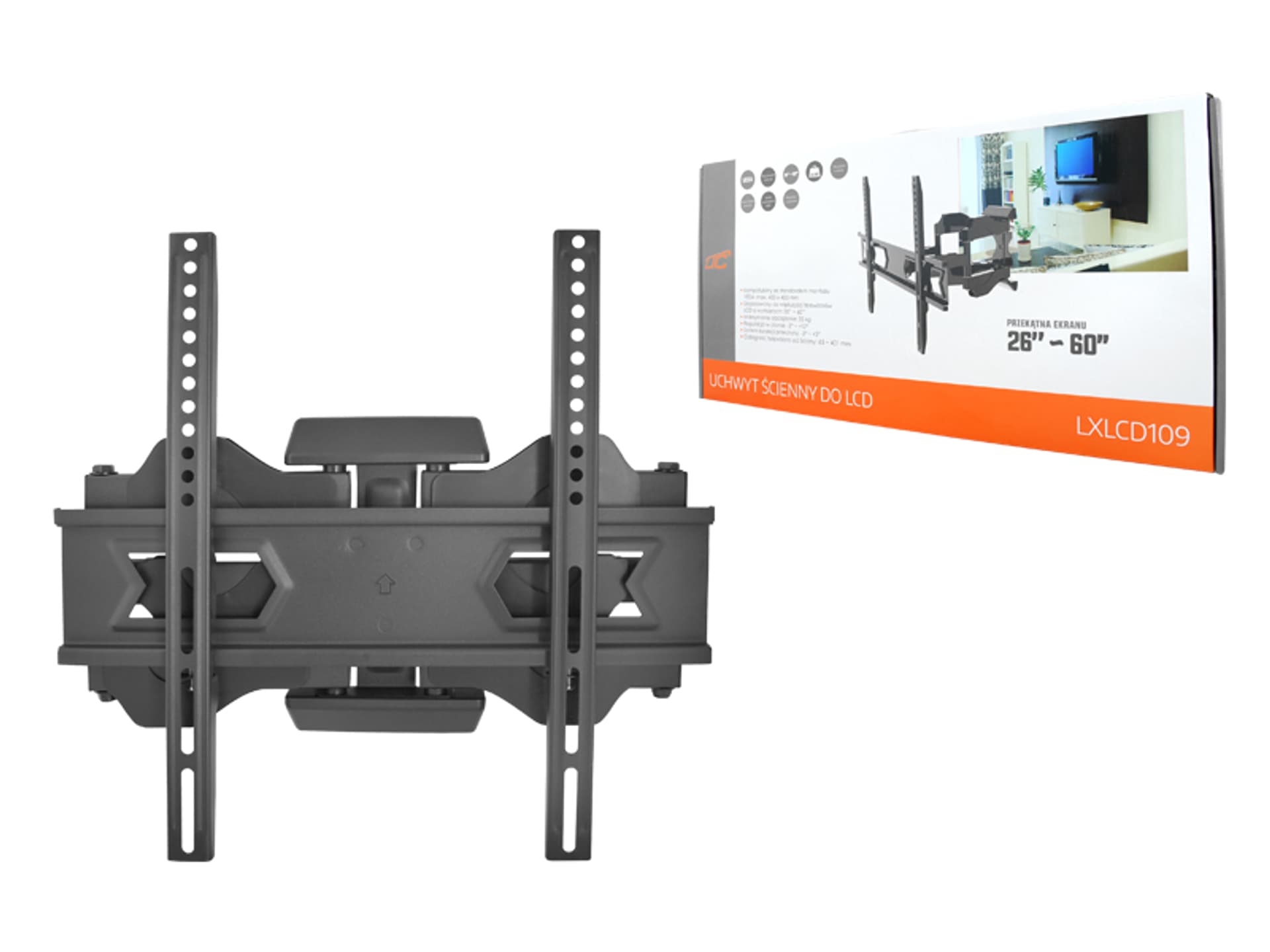 

1 szt. Uchwyt ścienny do LCD 26-60 z regulacją, 2 ramiona.
