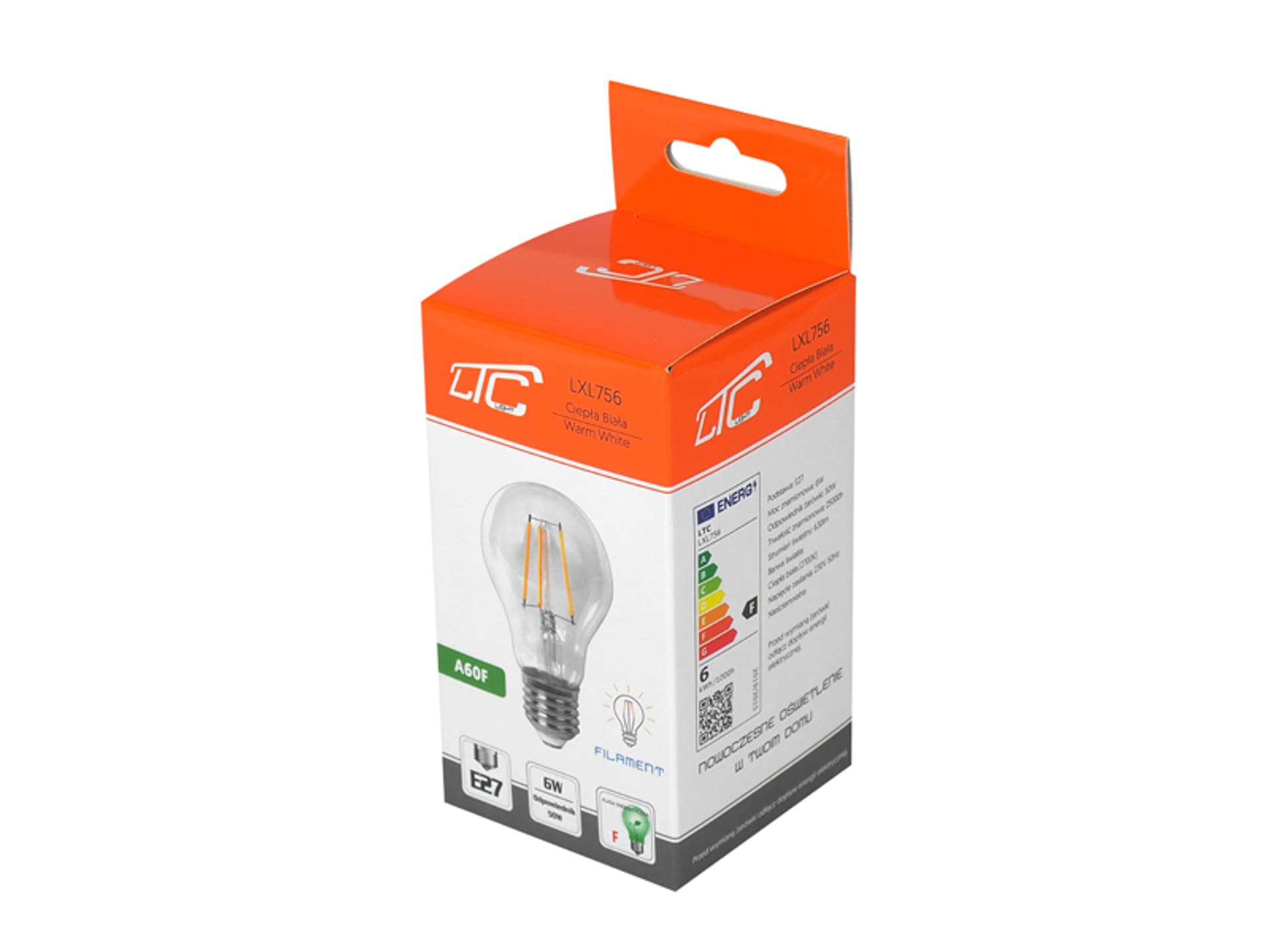 

1 szt. PS Żarówka LED A60 6W, E27, Filament, 2700K, 630lm, 230V.