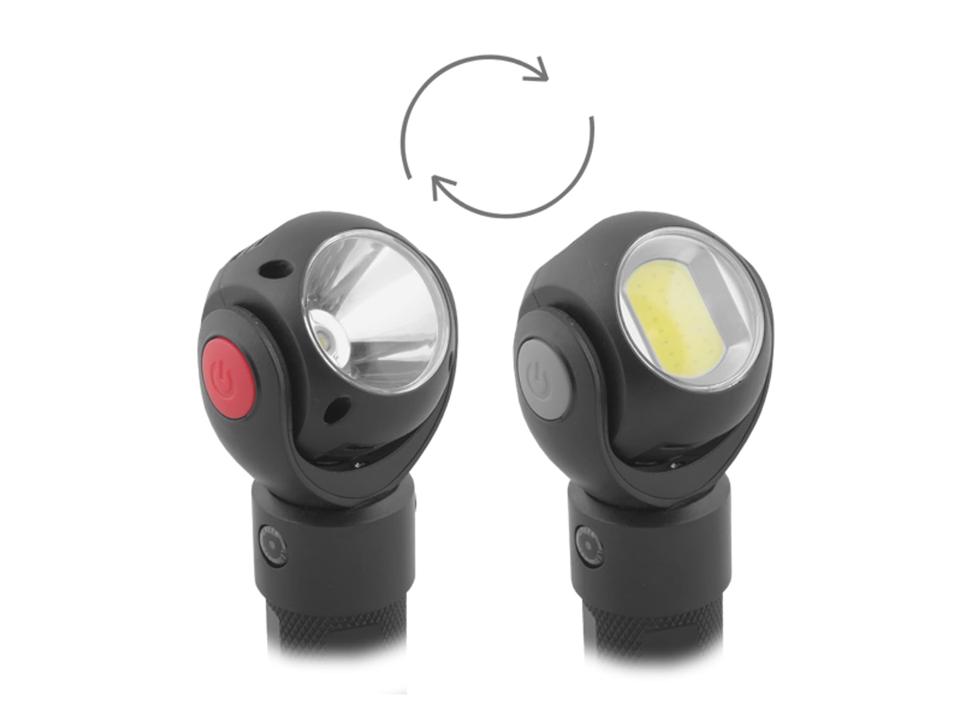 

1 szt. PS LTC Latarka ręczna obrotowa 360 st, 1 x LED 8 W + 1 x COB 3 W, 3 x AAA / Akumulator 18650, micro USB.
