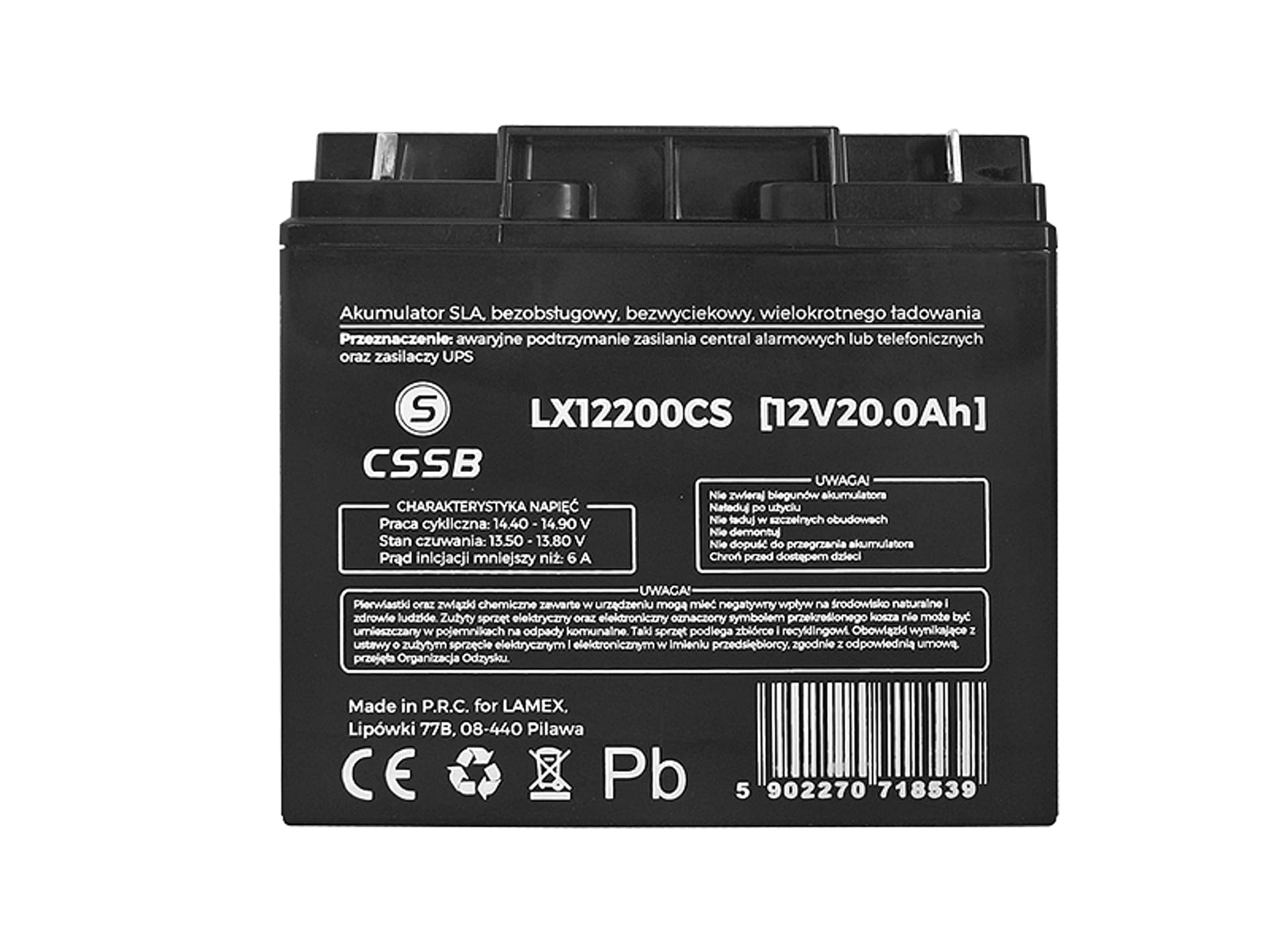 

1 szt. PS Akumulator bezobsługowy SLA 12V 20Ah.
