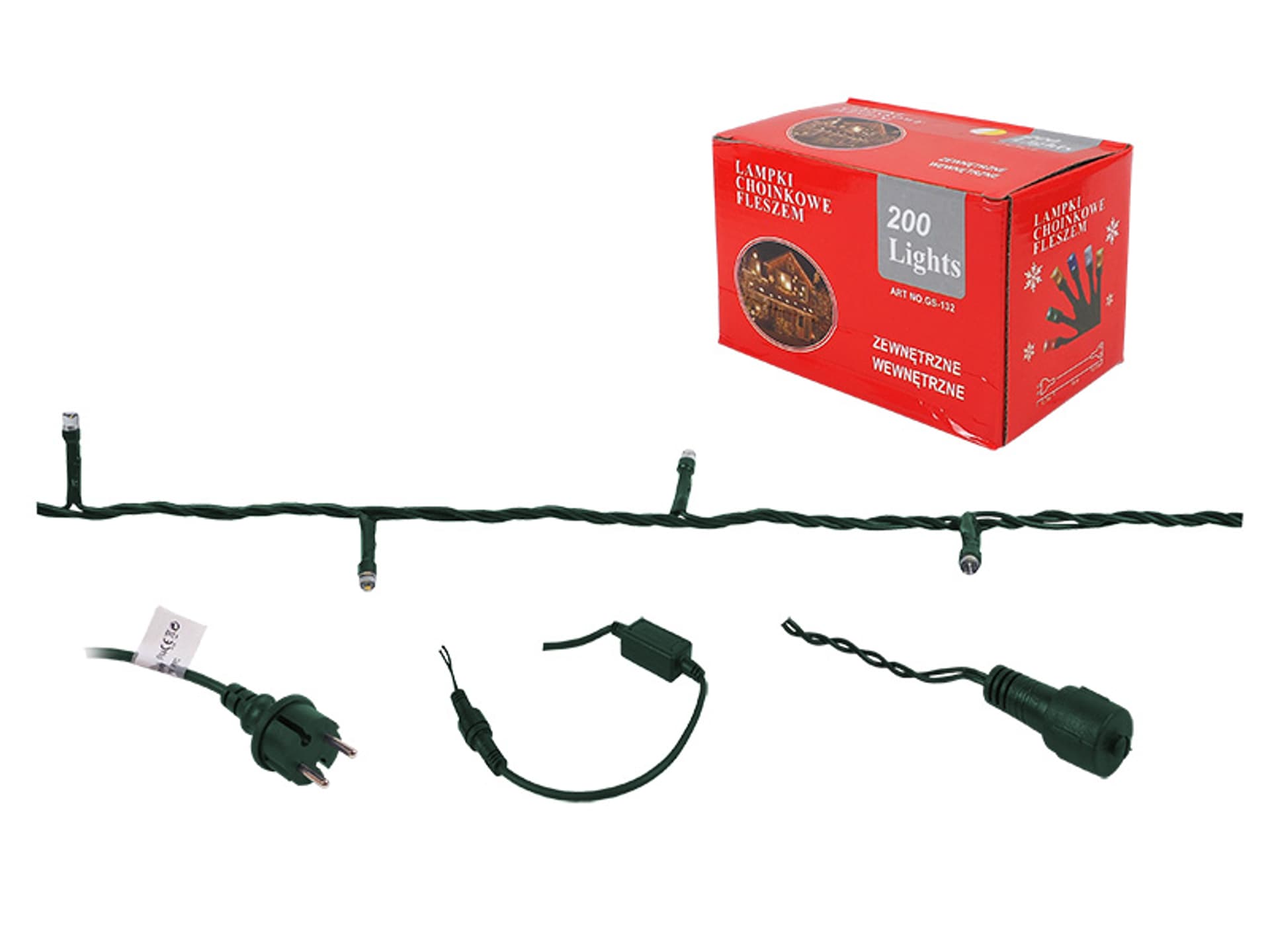 

1 szt. PS Lampki choinkowe 200 x LED Flash, ciepły biały + flash zimny biały, IP44, 230 V.