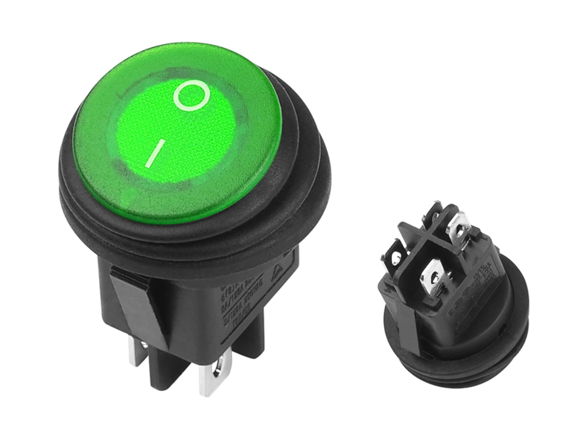

5 szt. Przełącznik okrągły wodoodporny IP65 0-1 zielony podświetlany LED 6A 250V