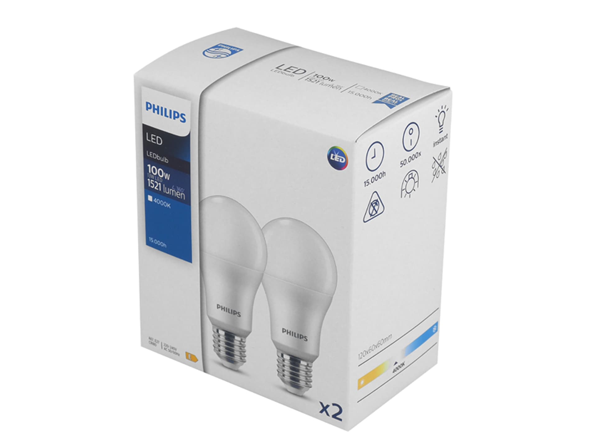 

1 kpl. ŻARÓWKA LED PHILIPS GLS E-27 A67 13W 4000K 1521lm 180* KPL.2szt.