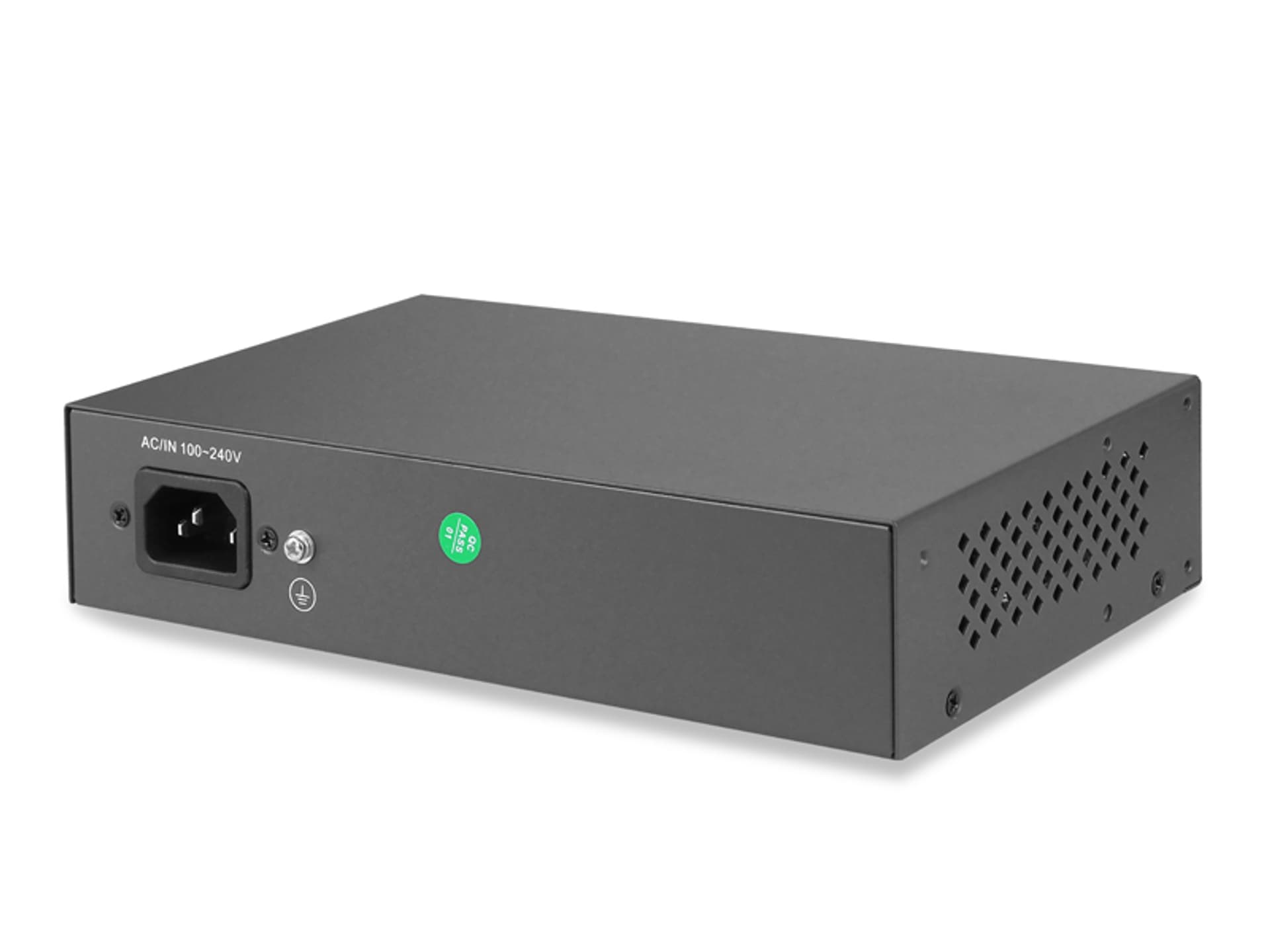 

1 szt. PS Switch 8-portowy PoE 802.3af, 2 xUPLINK 1000Mbps wbudowany zasilacz DC 52V, tryb Extend( 250m), chipset MCU.