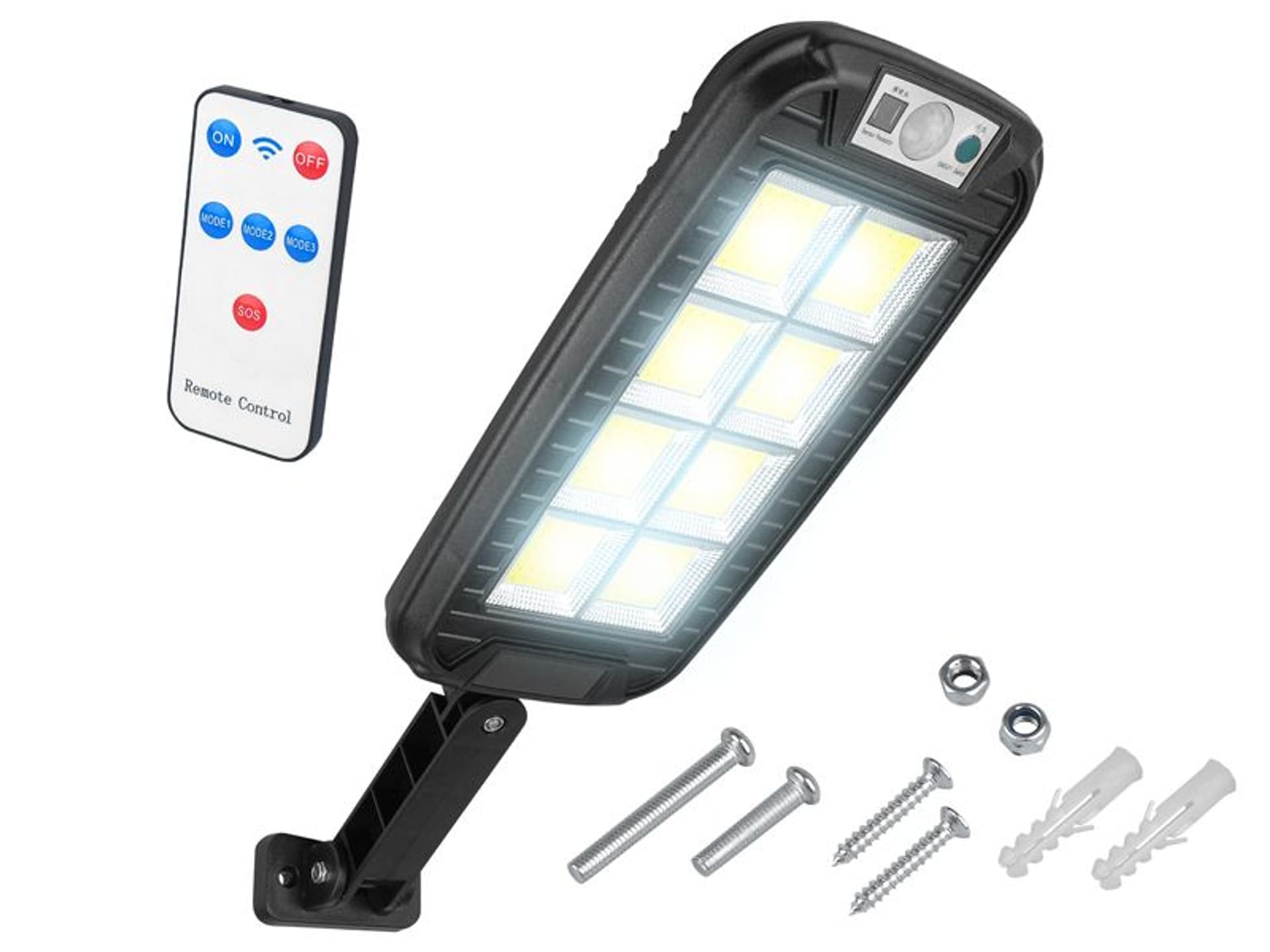 

1 szt. Lampa solarna 8xCOB 4500K z czujnikiem ruchu,zmierzchu i pilotem HQ