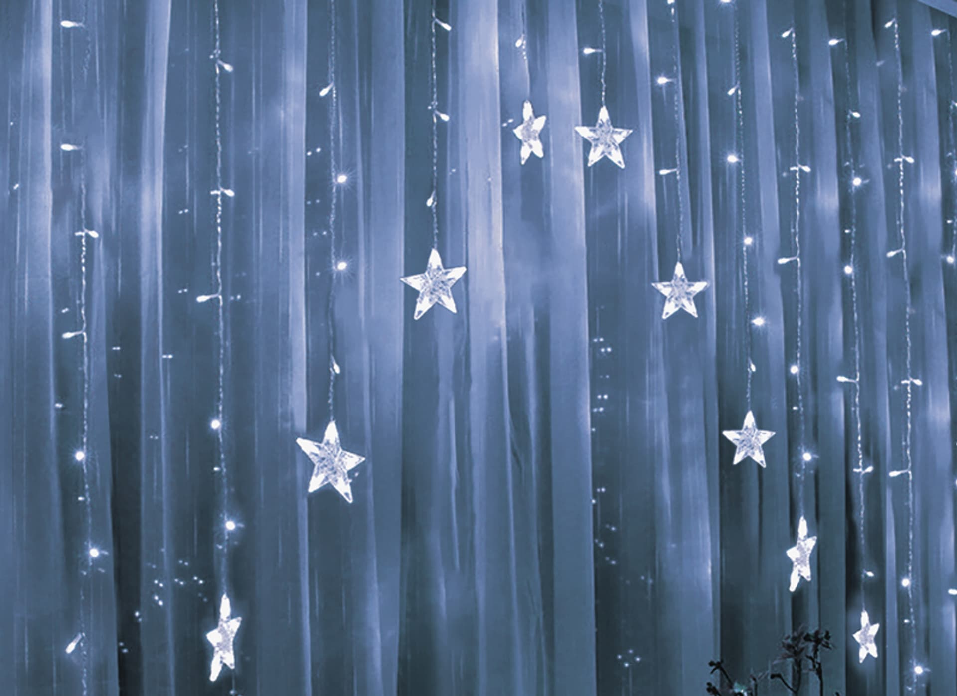 

1 szt. Kurtyna świetlna 136 LED, Gwiazdki, światło zimne białe.