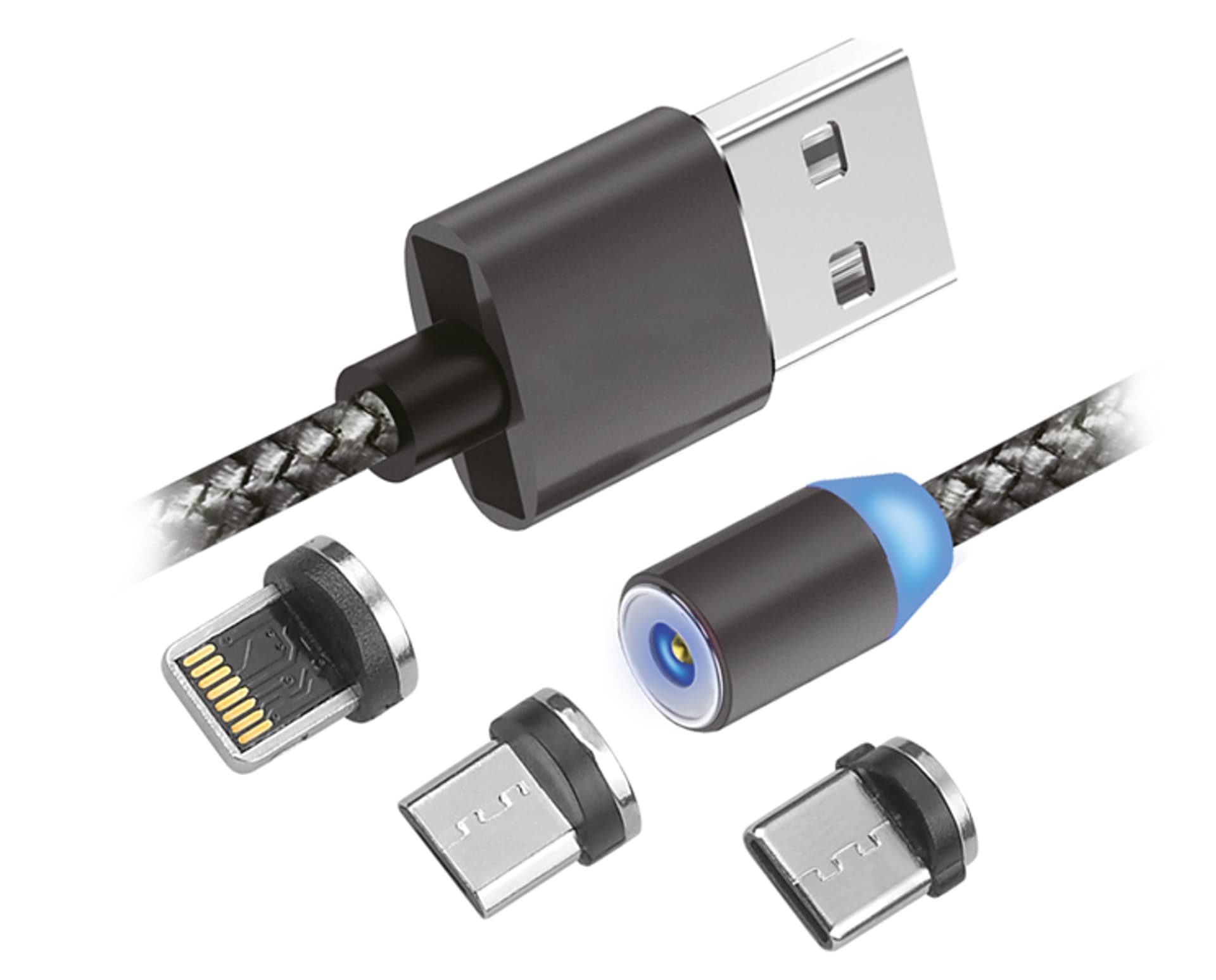 

1 szt. Kabel USB magnetyczny 3w1 USB typu C, Iphone, Micro USB, 1m.