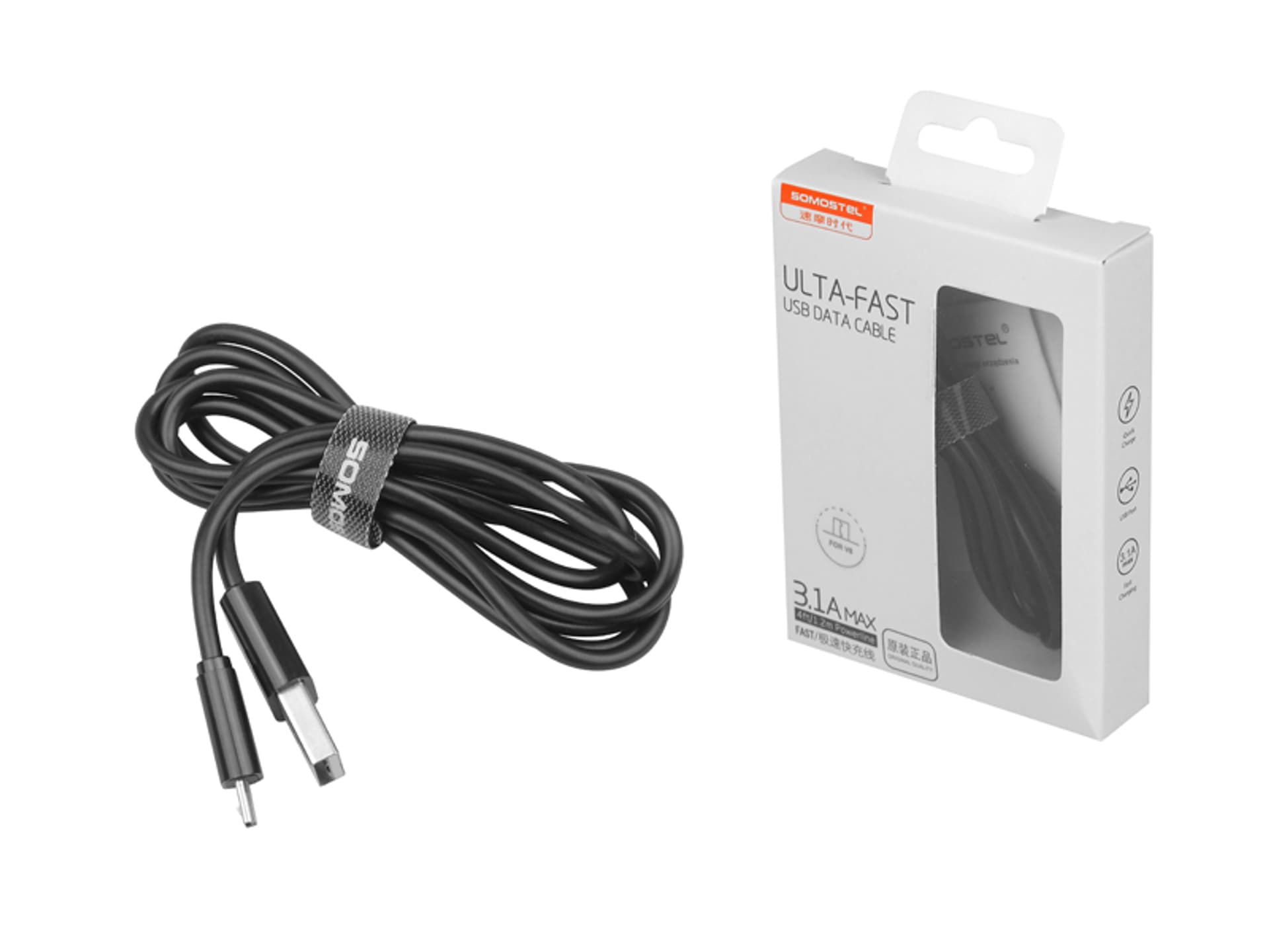 

1 szt. KABEL MICRO USB 3,1A SOMOSTEL QUICK CHARGER 1,2m POWERLINE SMS-BP02 CZARNY