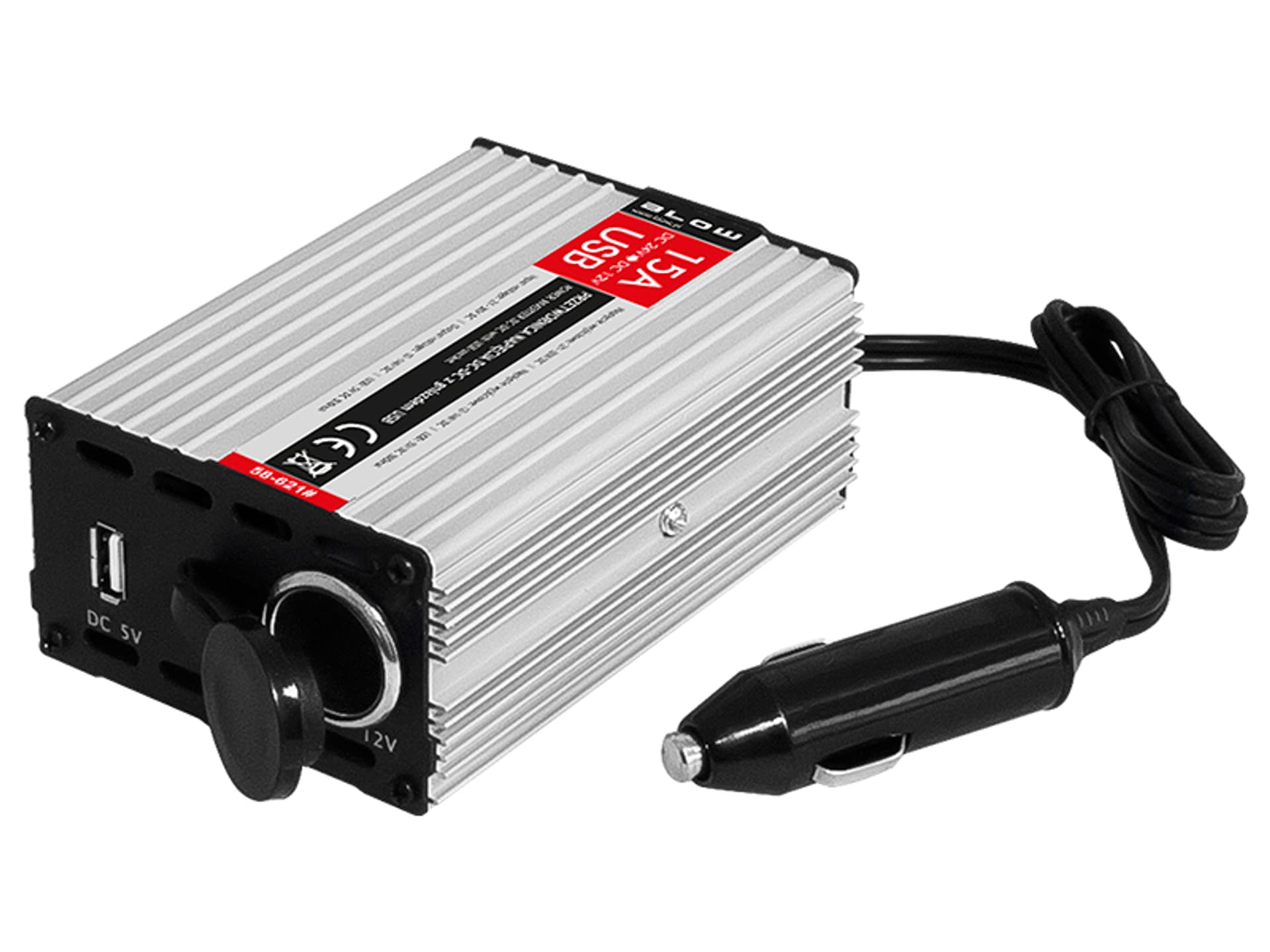 

58-621# Przetwornica 24v/12v 15a z gniazdem usb
