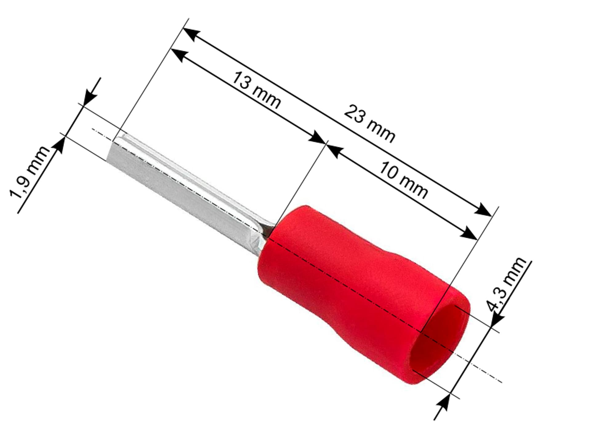 

43-023# Konektor tulej.izol.1,9/23mm kabel 4,3mm