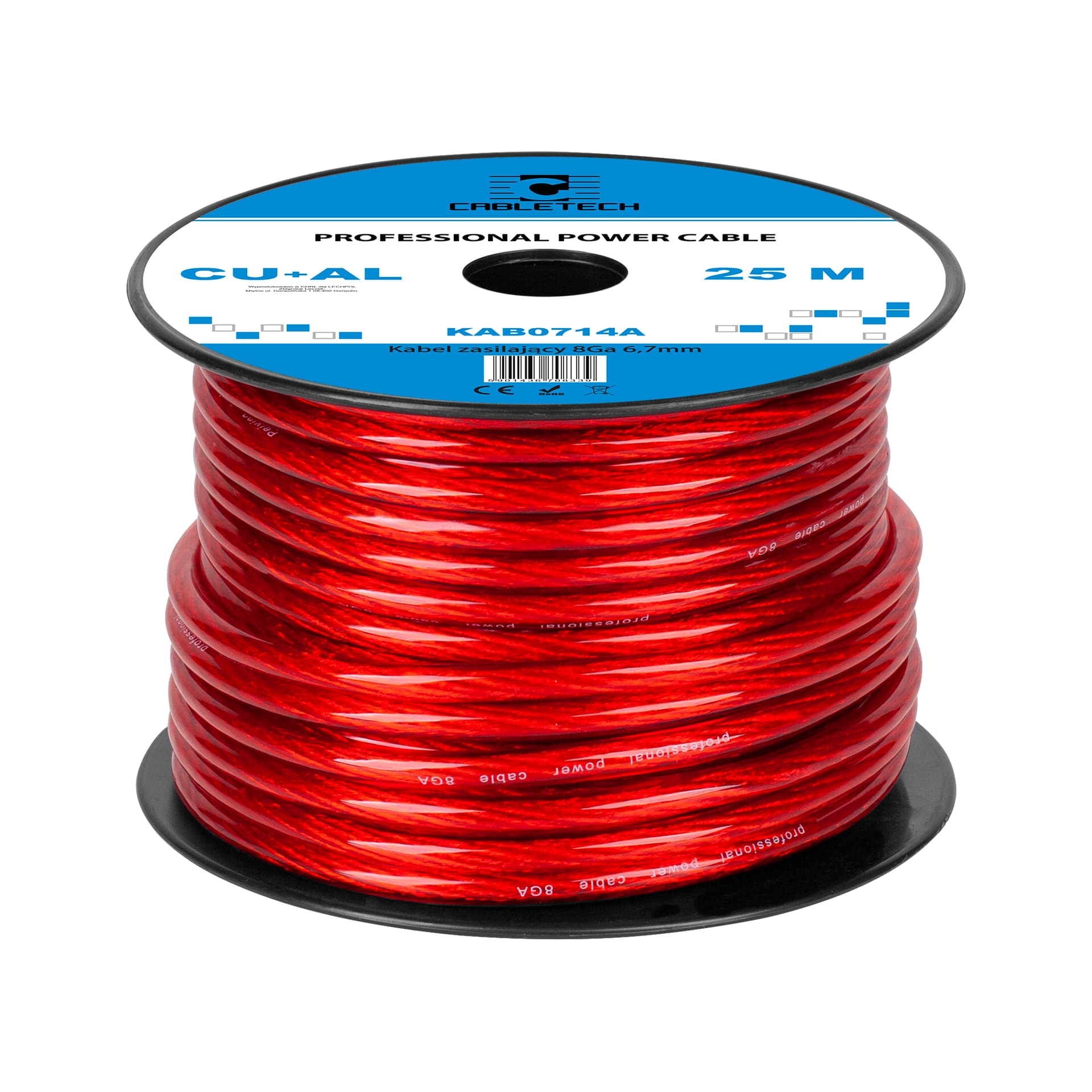 

Kabel samochodowy 8Ga OD6.7mm CU+AL 25m