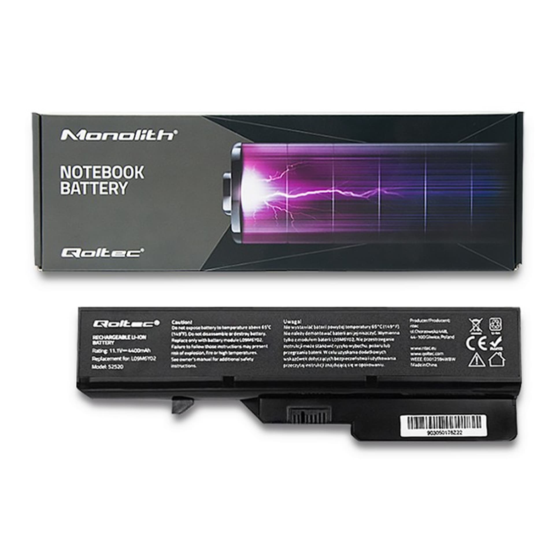 

Qoltec Baterie do Lenovo B575 G460 4400mAh 10.8-11.1V