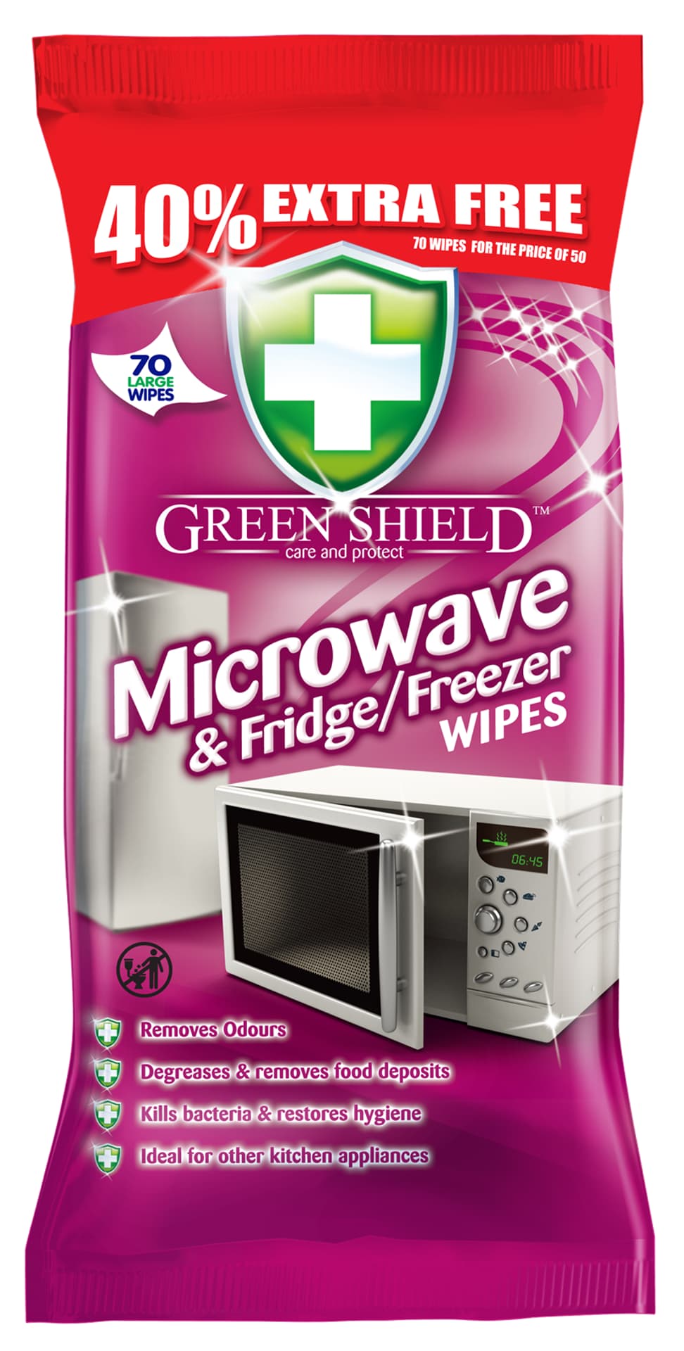 

GREEN Chusteczki do lodówek i mikrofali 70szt SHIELD MICRO & FREEZER