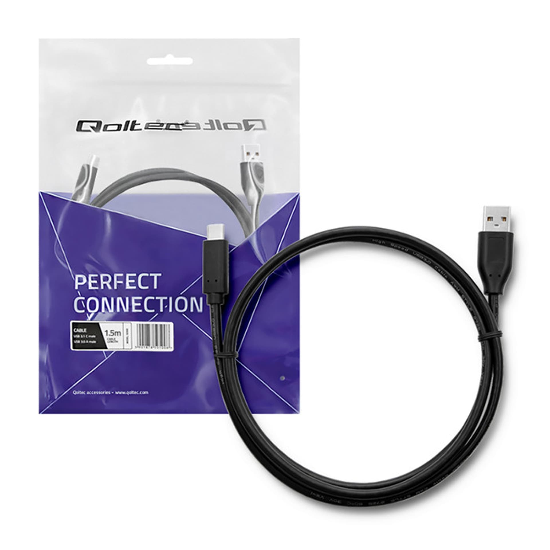 

Qoltec Kabel USB 3.1 typ C męski USB 2.0 A męski 1.5m